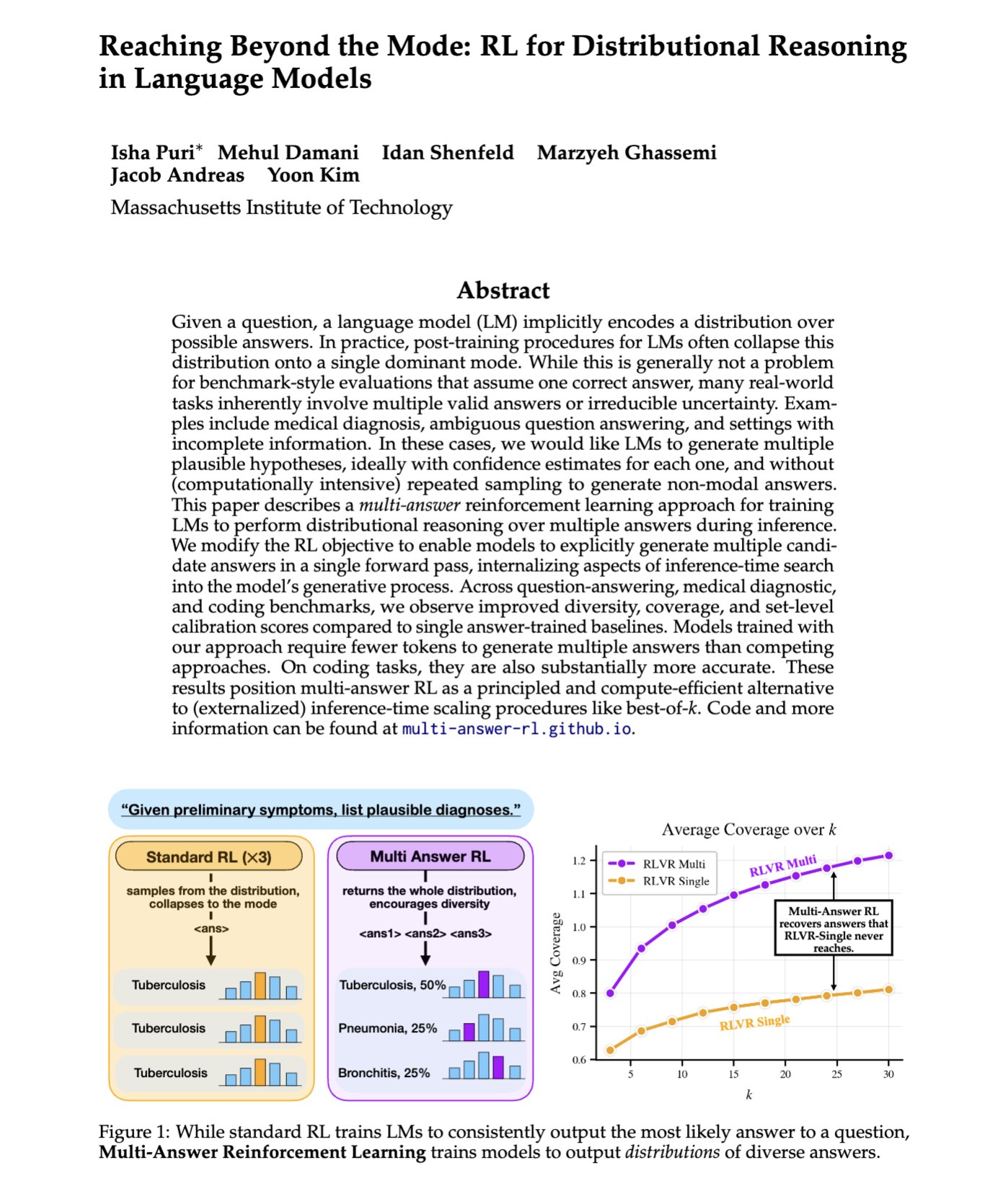 RL Training for Distributional Reasoning in Language Models