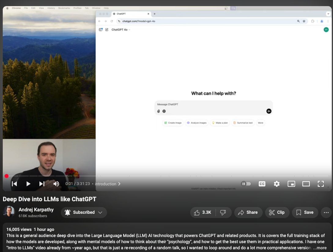 Andrej Karpathy Releases New Introductory LLM Video Series