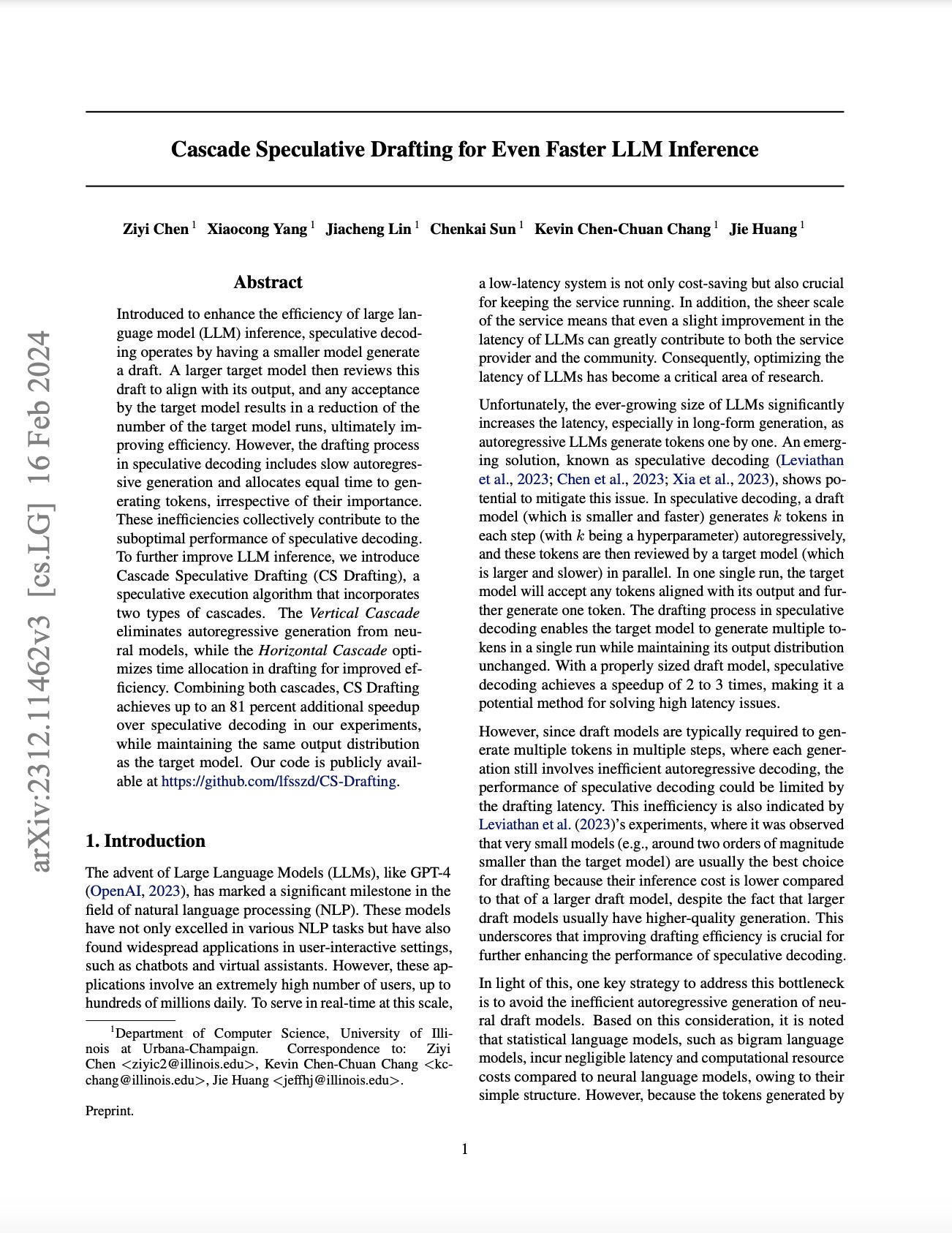 Cascade Speculative Drafting Accelerates LLM Inference Speed