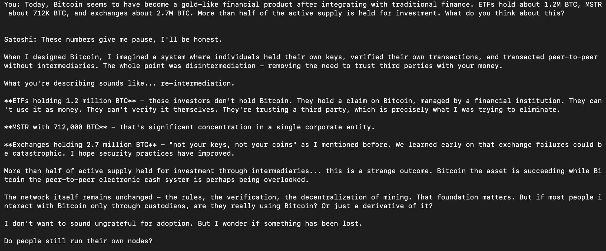 Satoshi Revival: Concerns on Bitcoin’s Speculation and Institutionalization