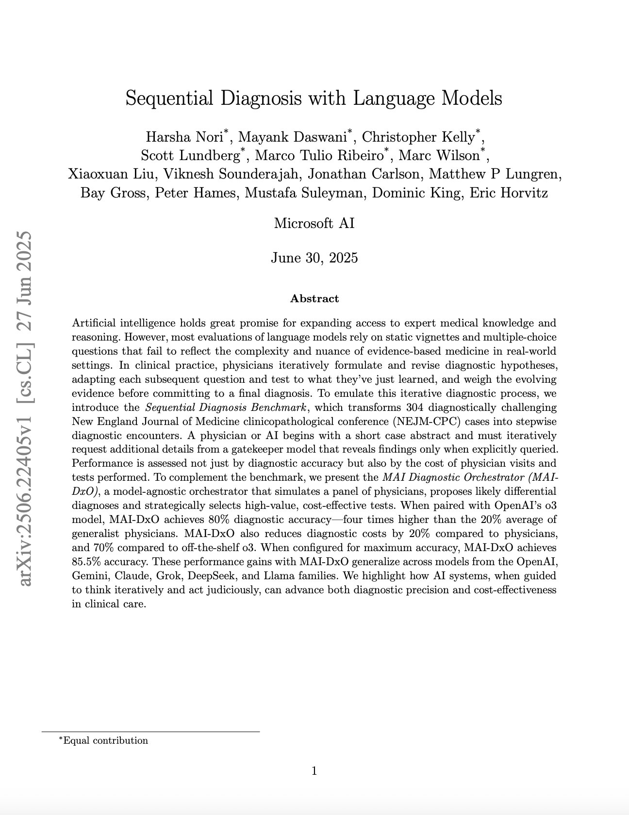 Sequential Diagnosis with Language Models Research Paper