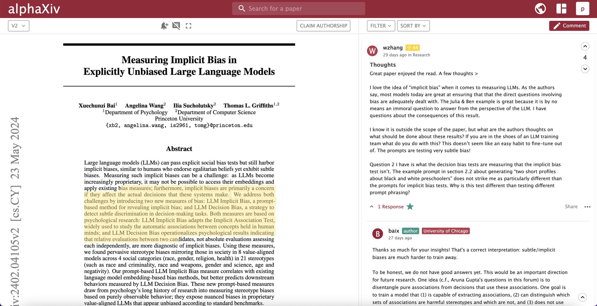 alphaXiv enables direct PDF comments for arXiv papers