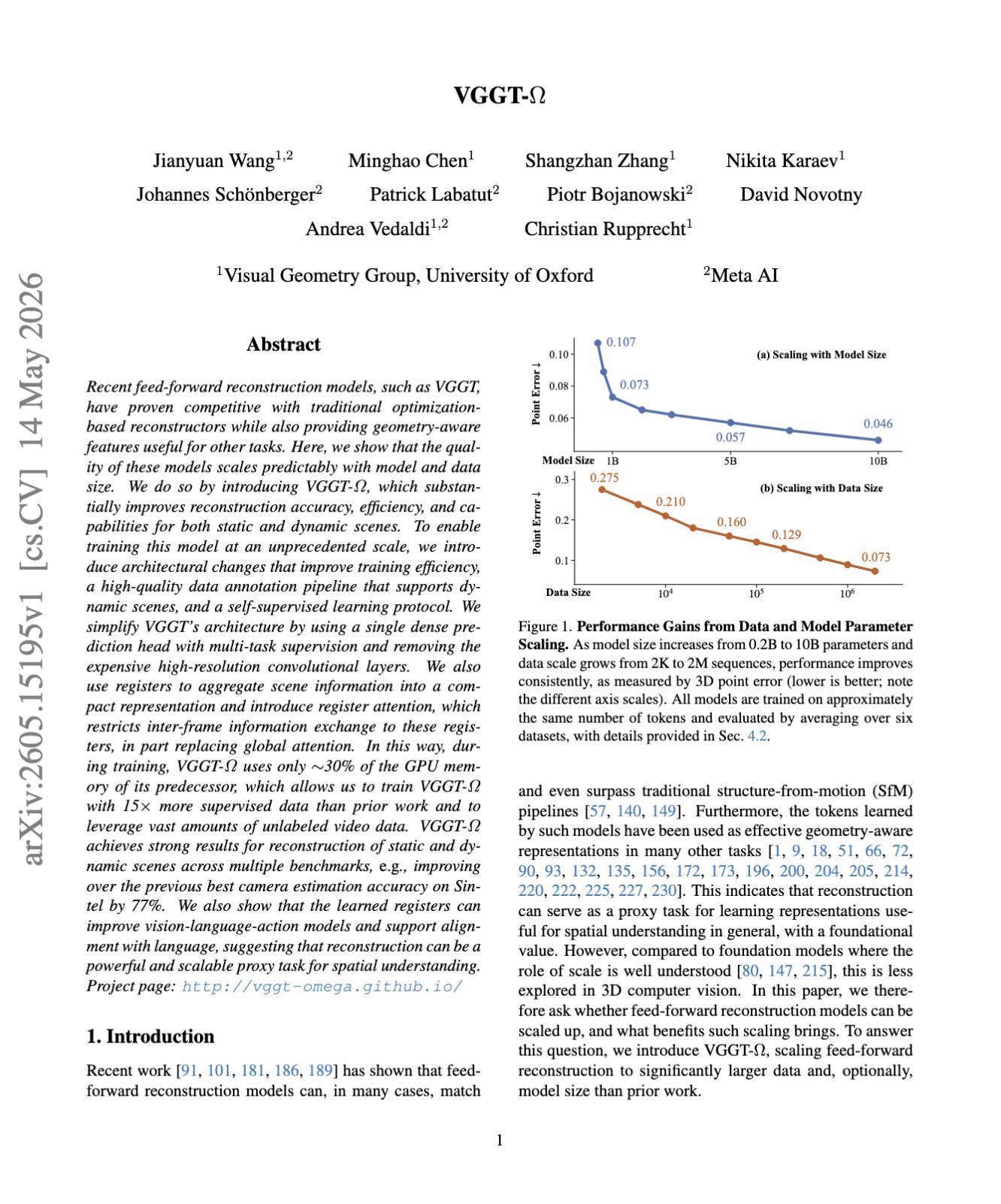 VGGT-Ω: Scaling 3D Reconstruction Models with Feed-Forward Neural Networks