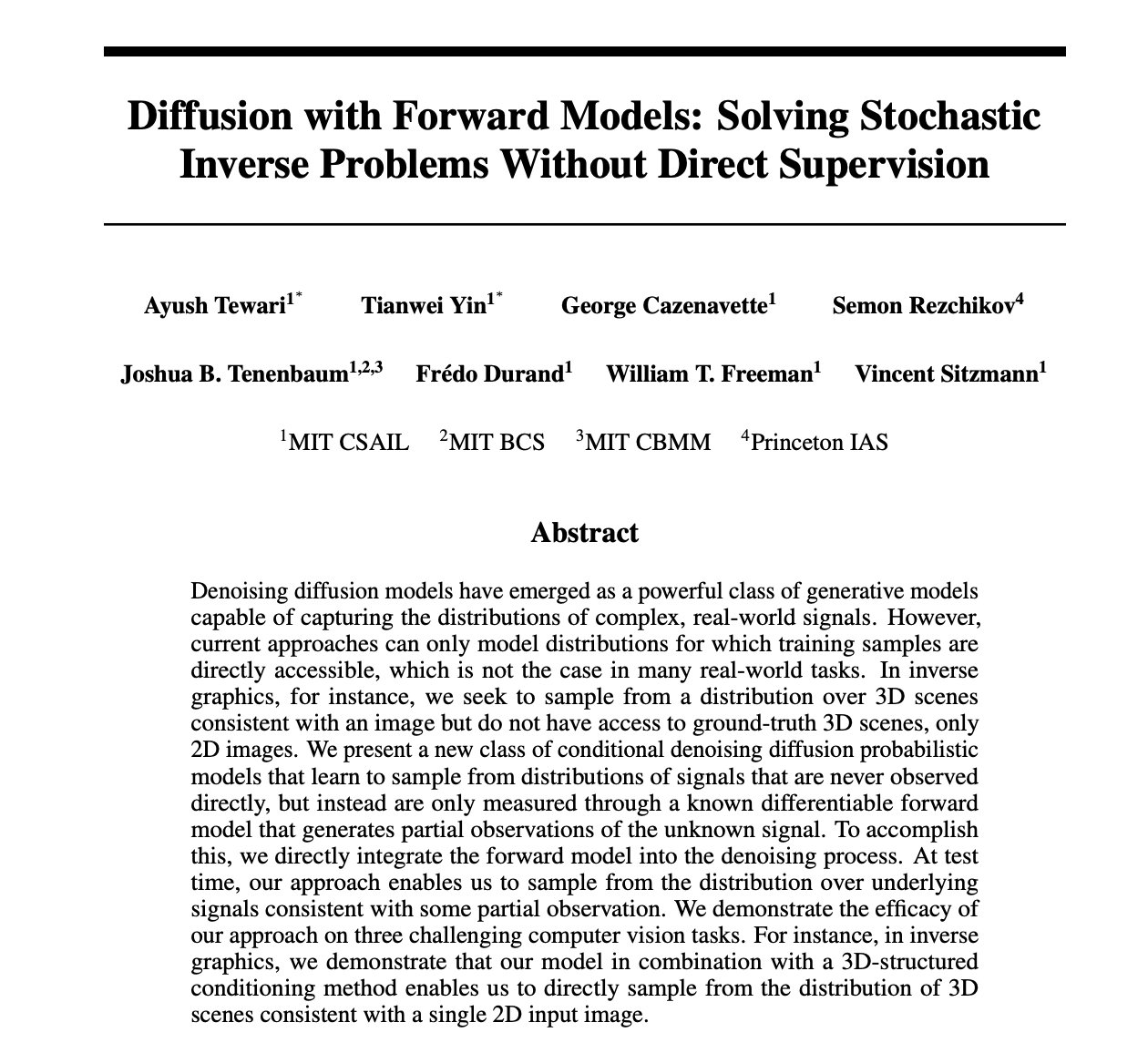 Diffusion Models for Solving Inverse Problems Without Supervision