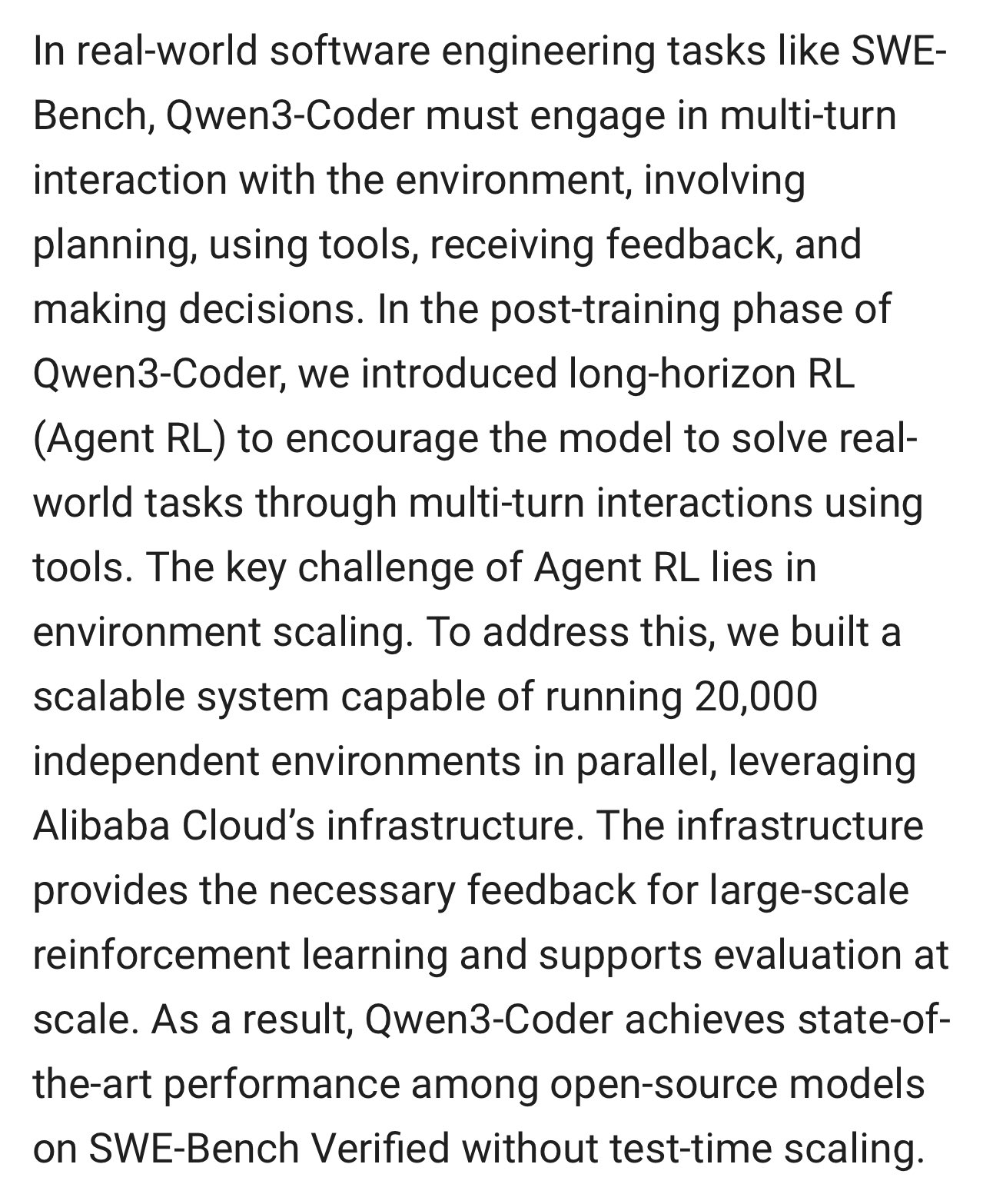 Qwen 3 Coder Uses 20,000 Cloud Environments for Reinforcement Learning