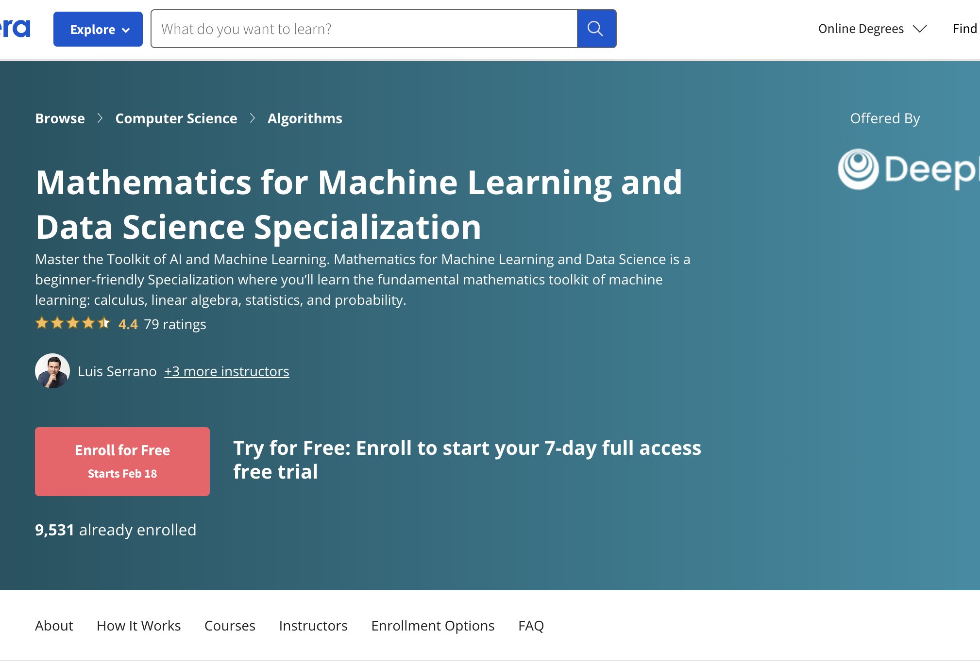 New Mathematics for Machine Learning and Data Science Specialization