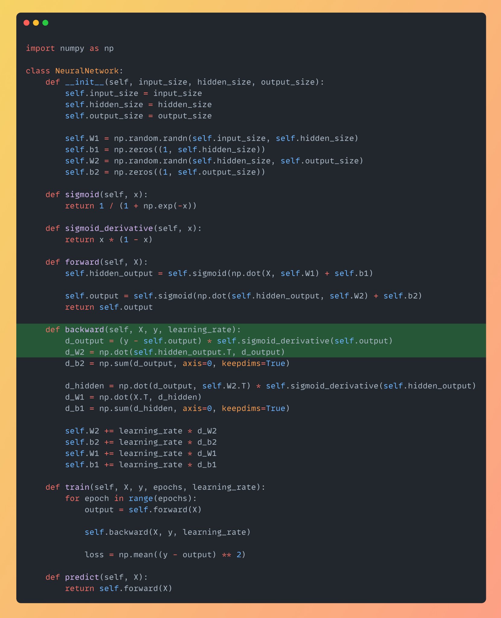 Backward Pass: Computing Output Layer Gradients and Weight Updates