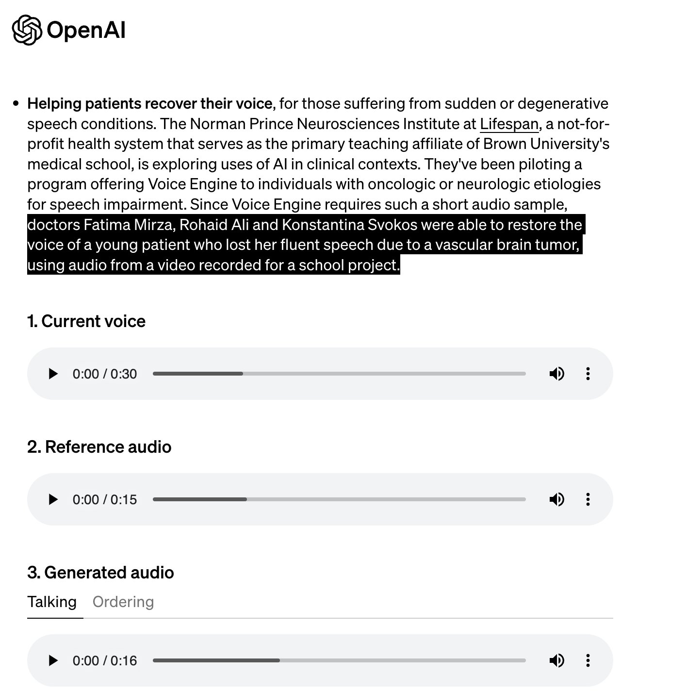 Voice Engine: AI Technology for Voice Recovery