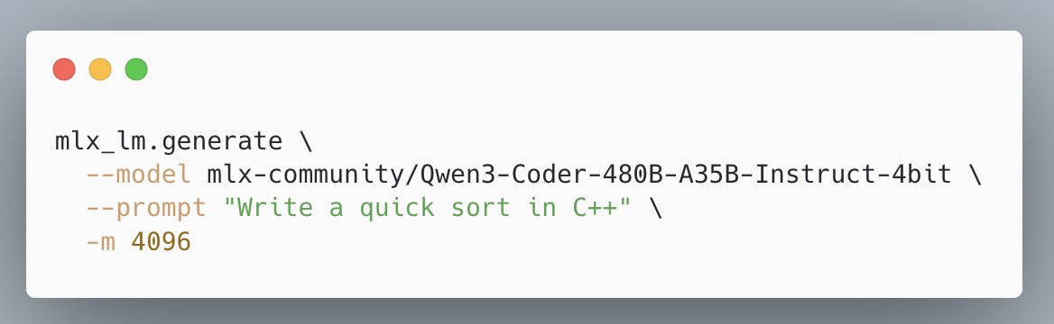 Qwen3-Coder-480B runs locally on high-end Mac Studio