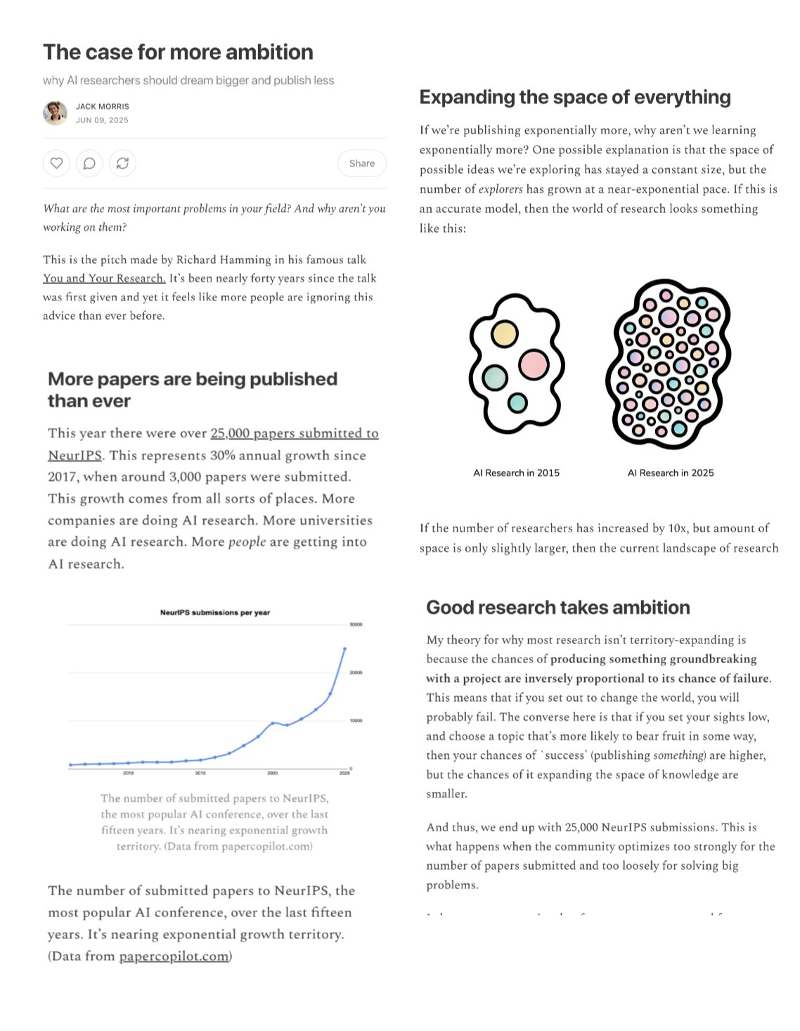 AI researchers should pursue bigger questions, publish less