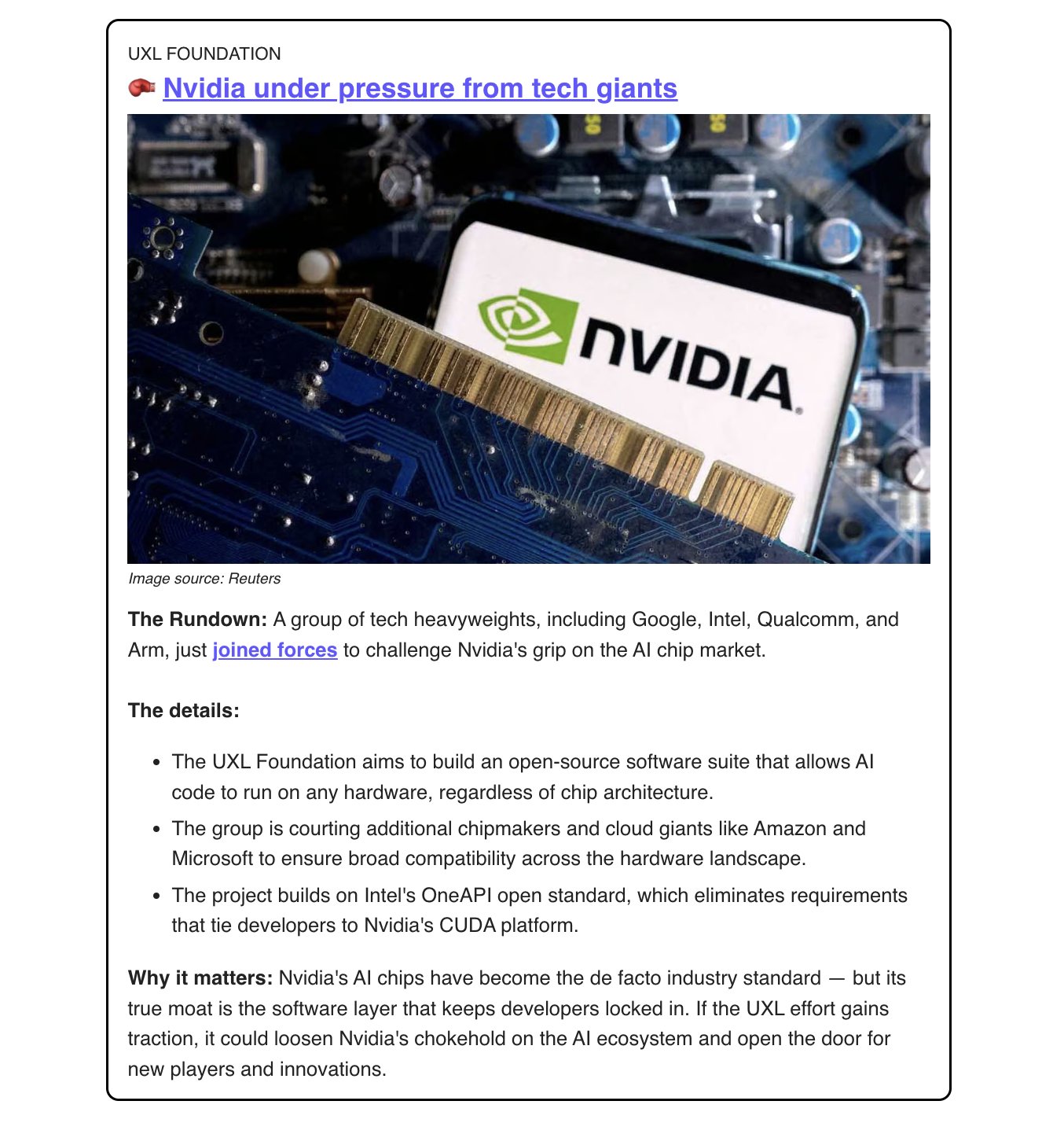 Tech Giants Launch UXL Foundation to Challenge Nvidia’s AI Dominance