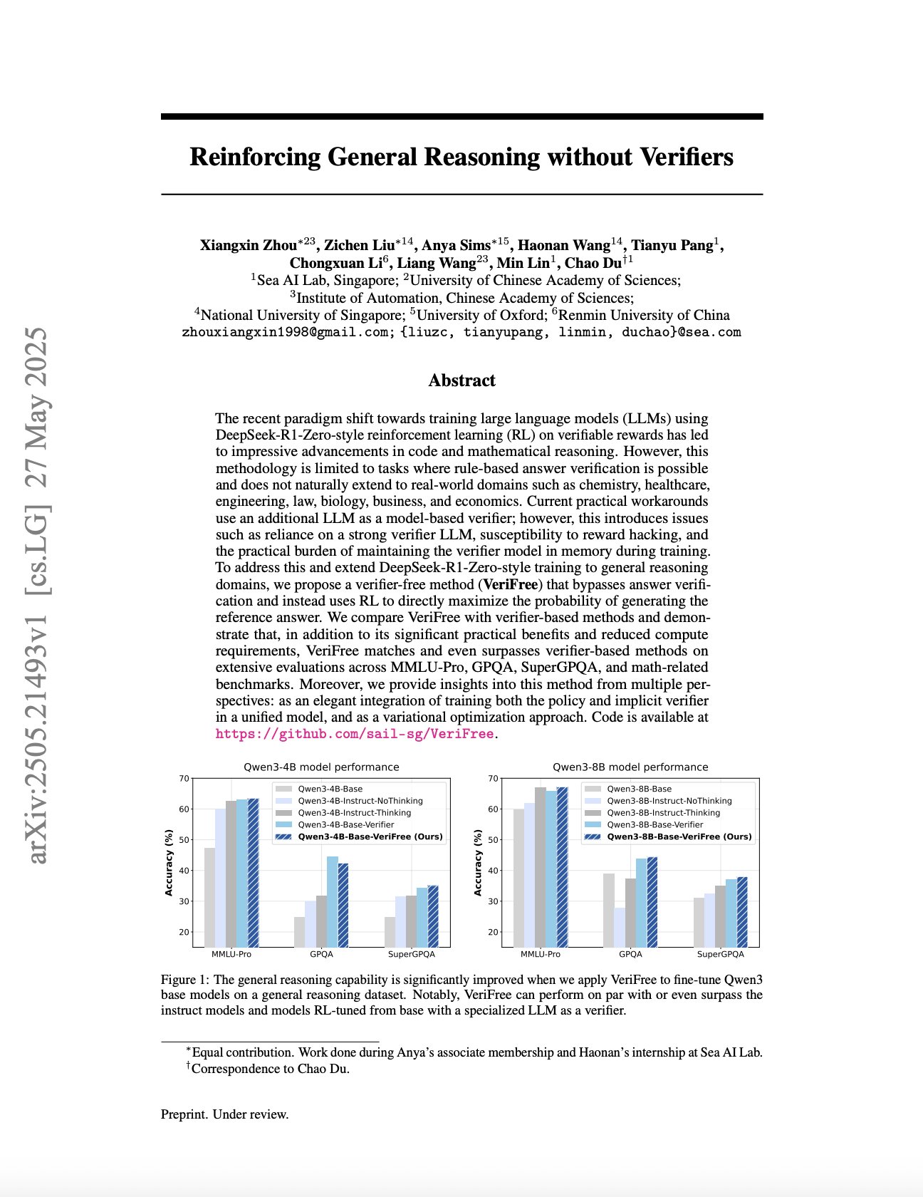 Reinforcing General Reasoning Without Verifiers