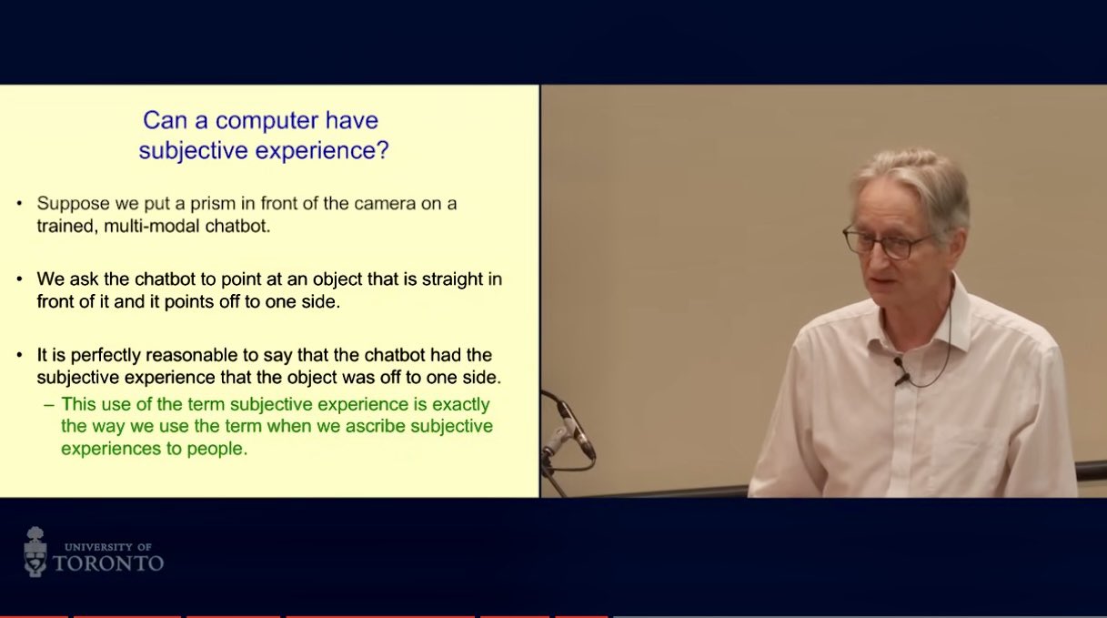 Hinton argues intelligent machines possess understanding and subjective experience