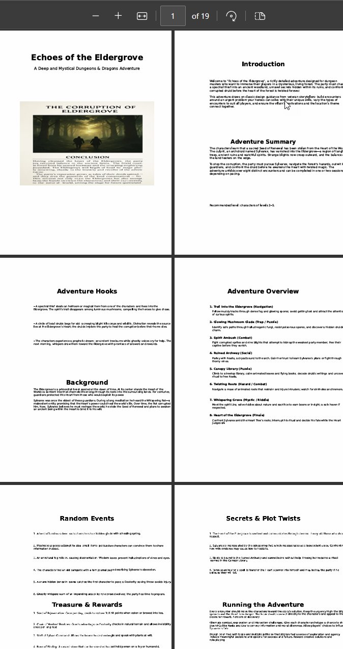 ChatGPT Agent Generates 19-Page D&D Adventure PDF