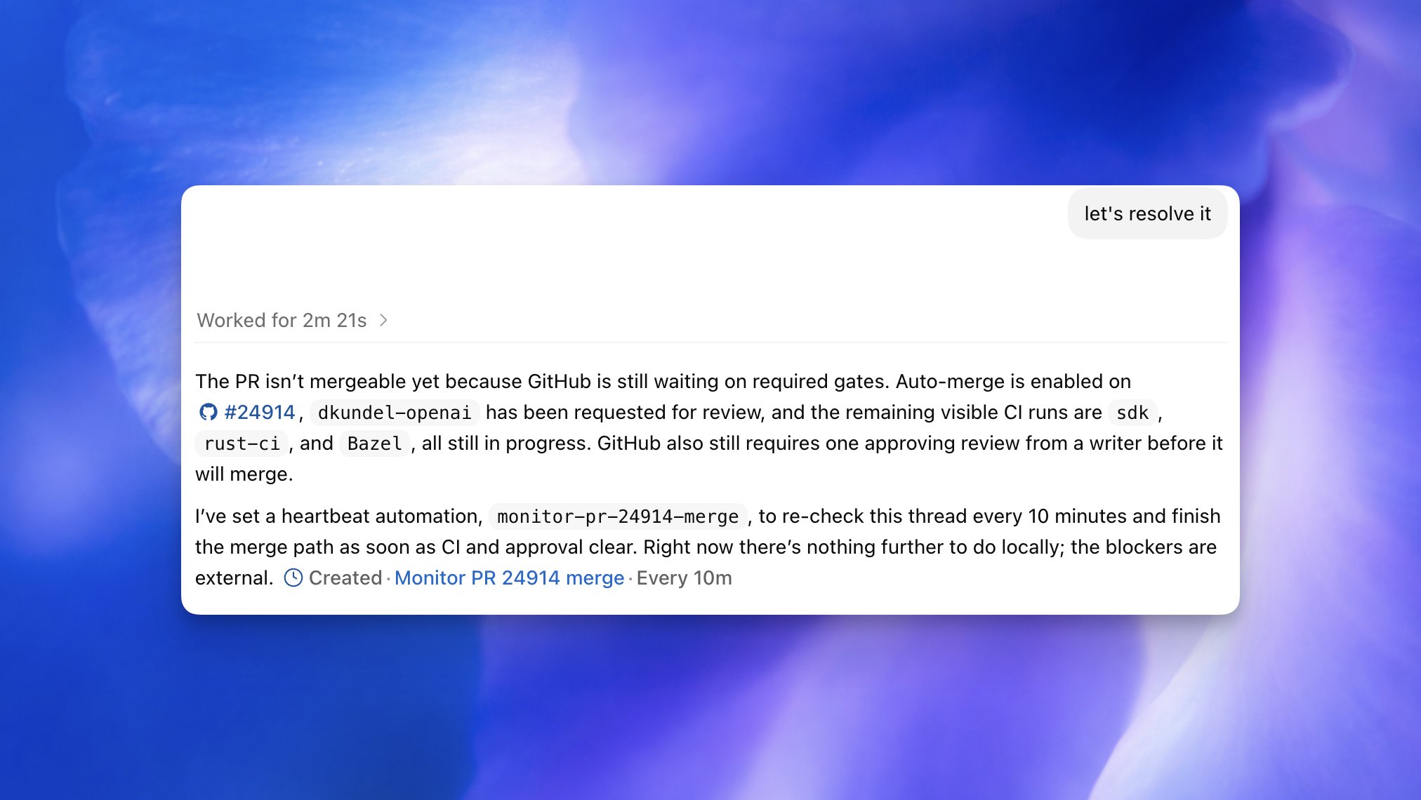 AI Agent Autonomously Automates PR Merge Workflow