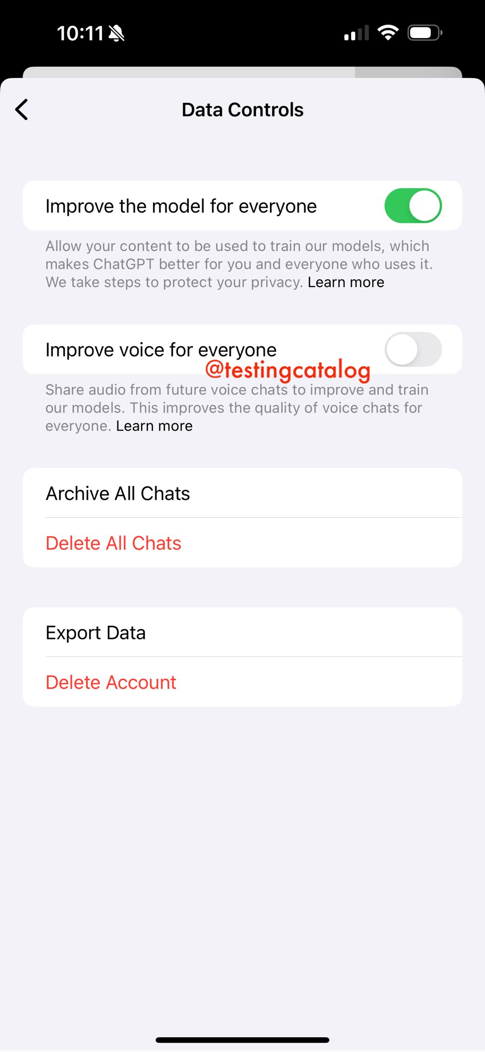 Voice data training settings and privacy defaults