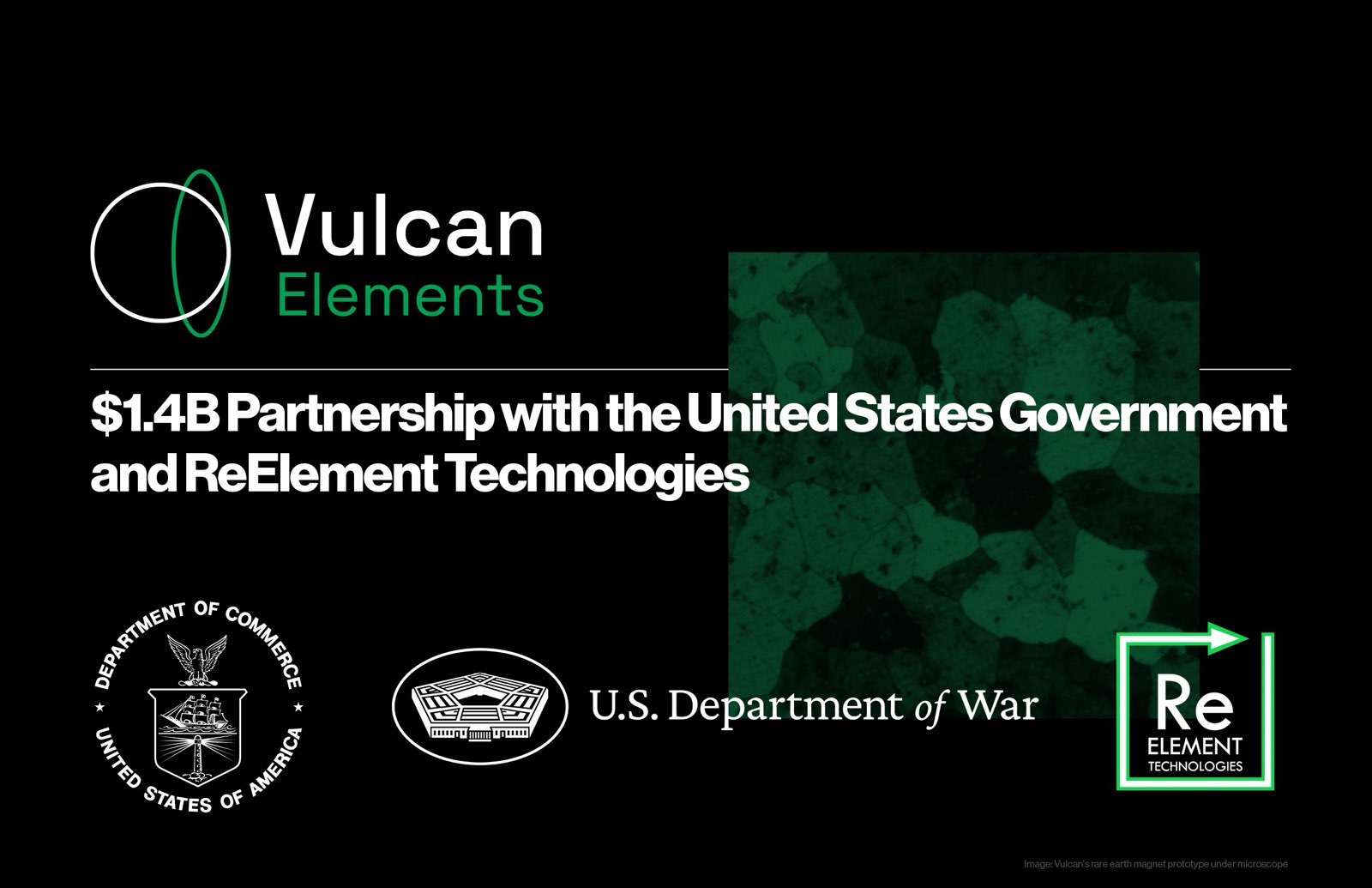 Vulcan Elements Secures $1.4B US Government Partnership
