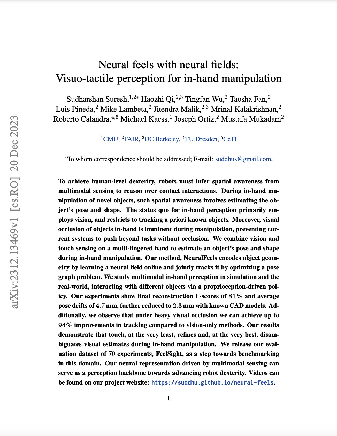 Neural Fields Enable Visuo-Tactile In-Hand Manipulation