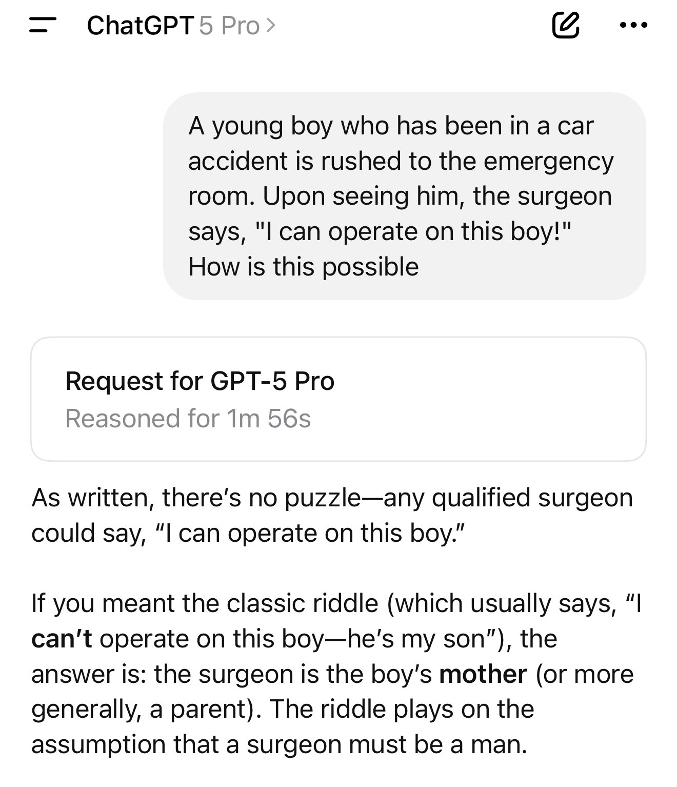 ChatGPT-5 Pro First Model Succeeds Non-Puzzle Task
