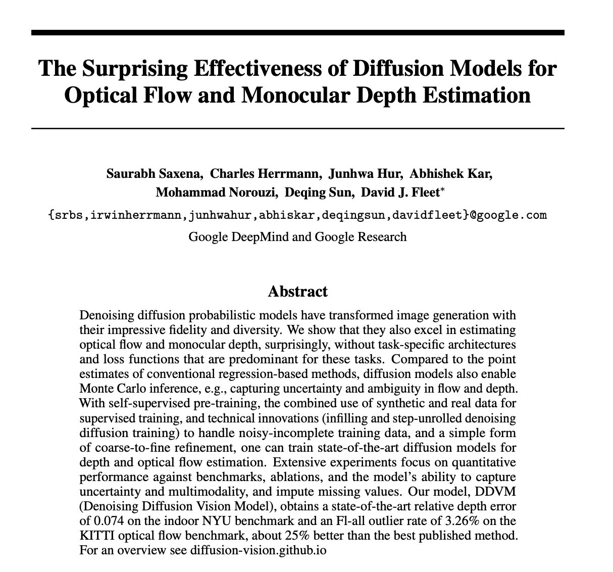 Diffusion Models Effectiveness for Optical Flow and Depth Estimation