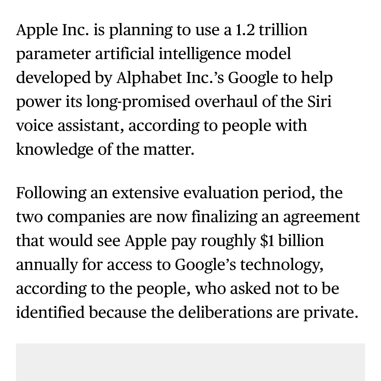 Apple to Integrate Google 1.2T Parameter AI Model for Siri