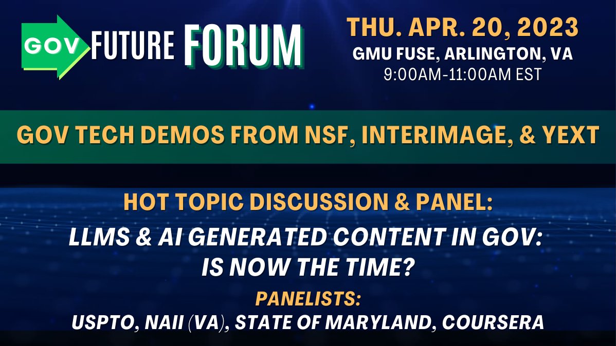 Monthly GovFuture Forum Event on LLMs and AI in Government