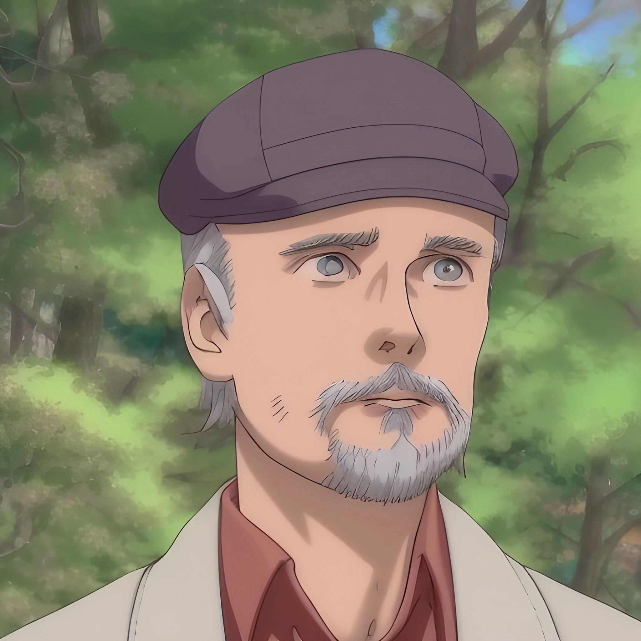 Anime-style illustration of Jürgen Schmidhuber conducting AI research