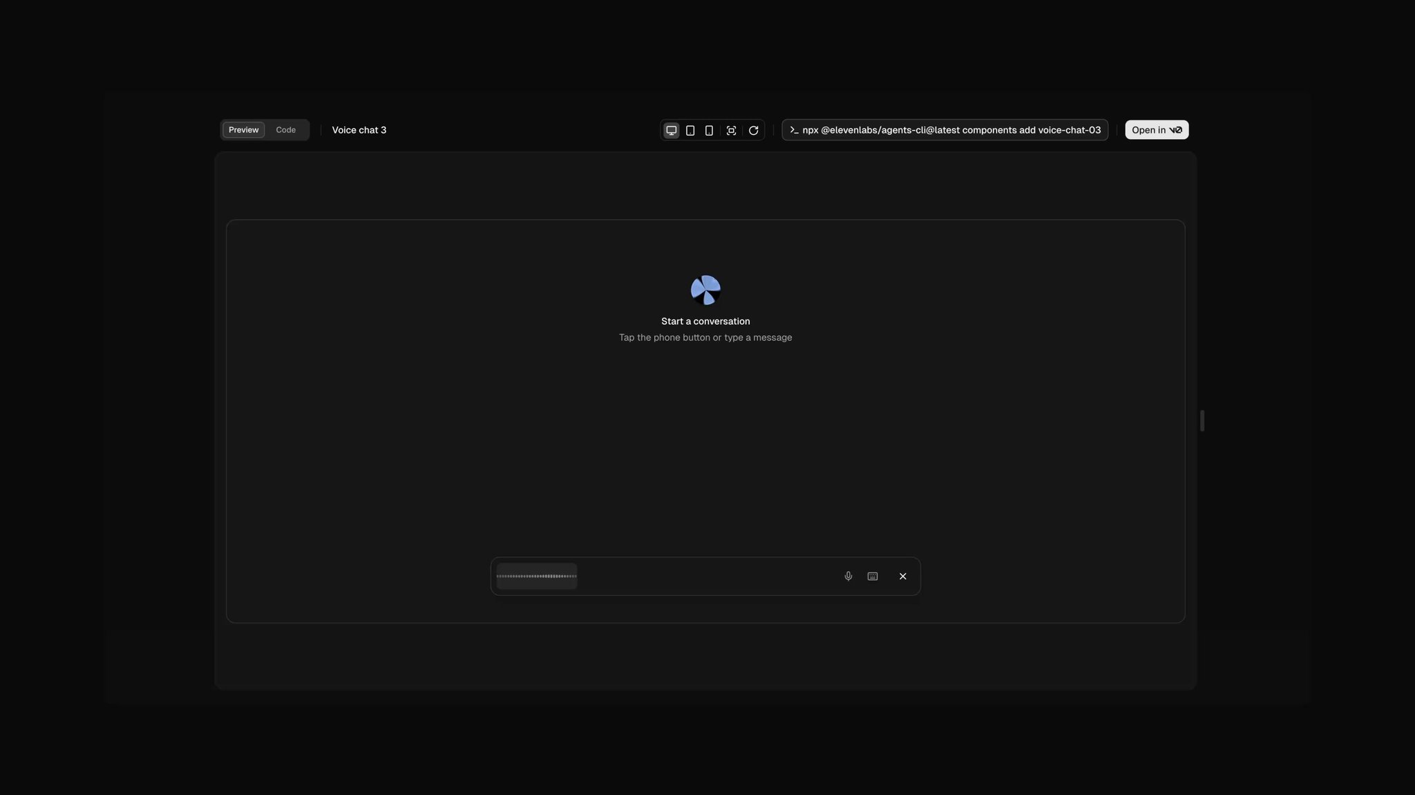 voice-chat-03 Multimodal Chat UI with ElevenLabs Agent