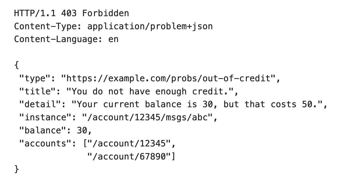 RFC 7807 Standard for HTTP JSON API Error Messages