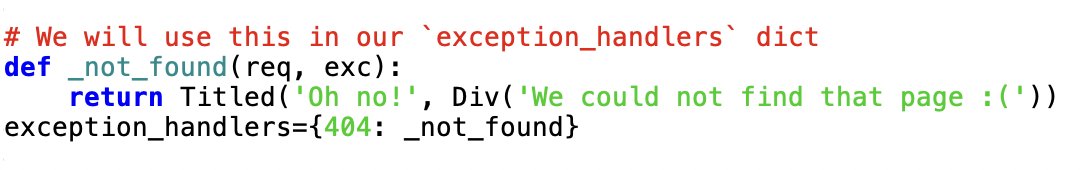 Starlette HTTPException Handling Support for Python Components