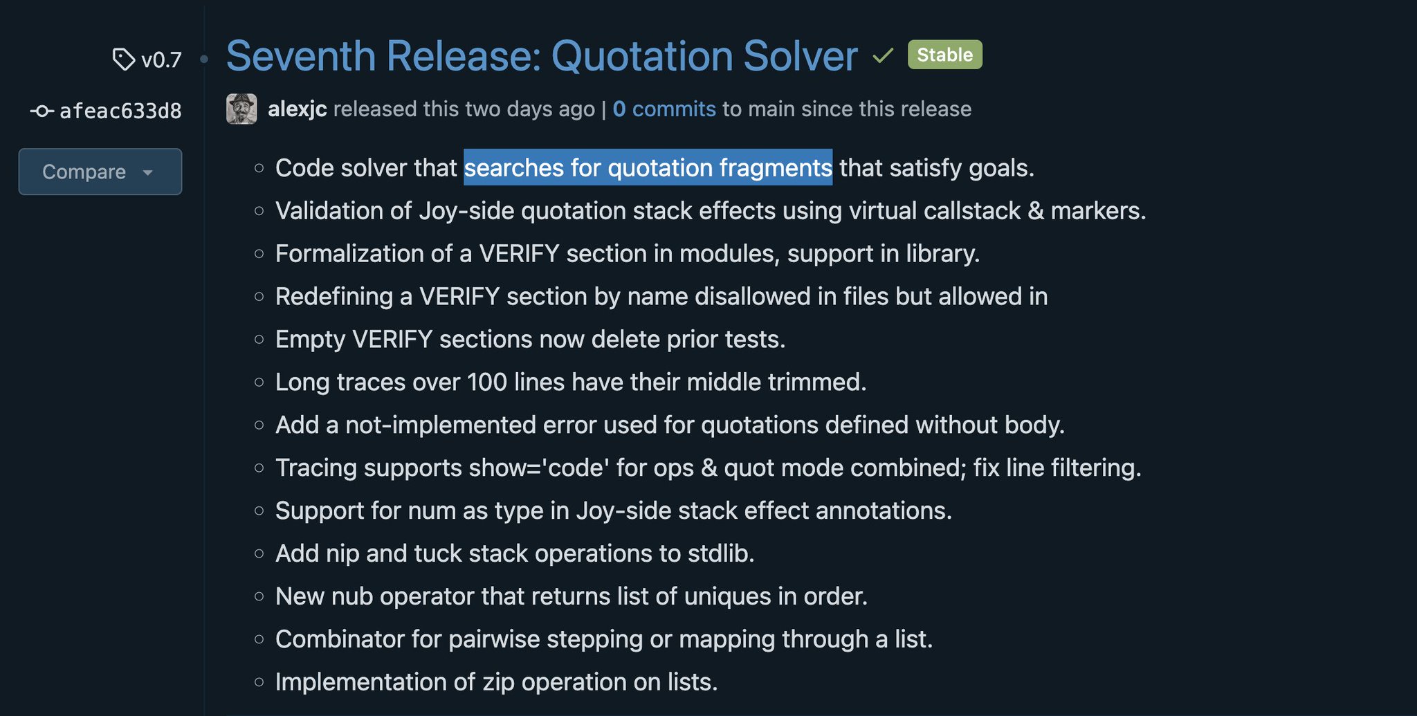 joyfl v0.7: Stack Manipulation Puzzle Solver Framework