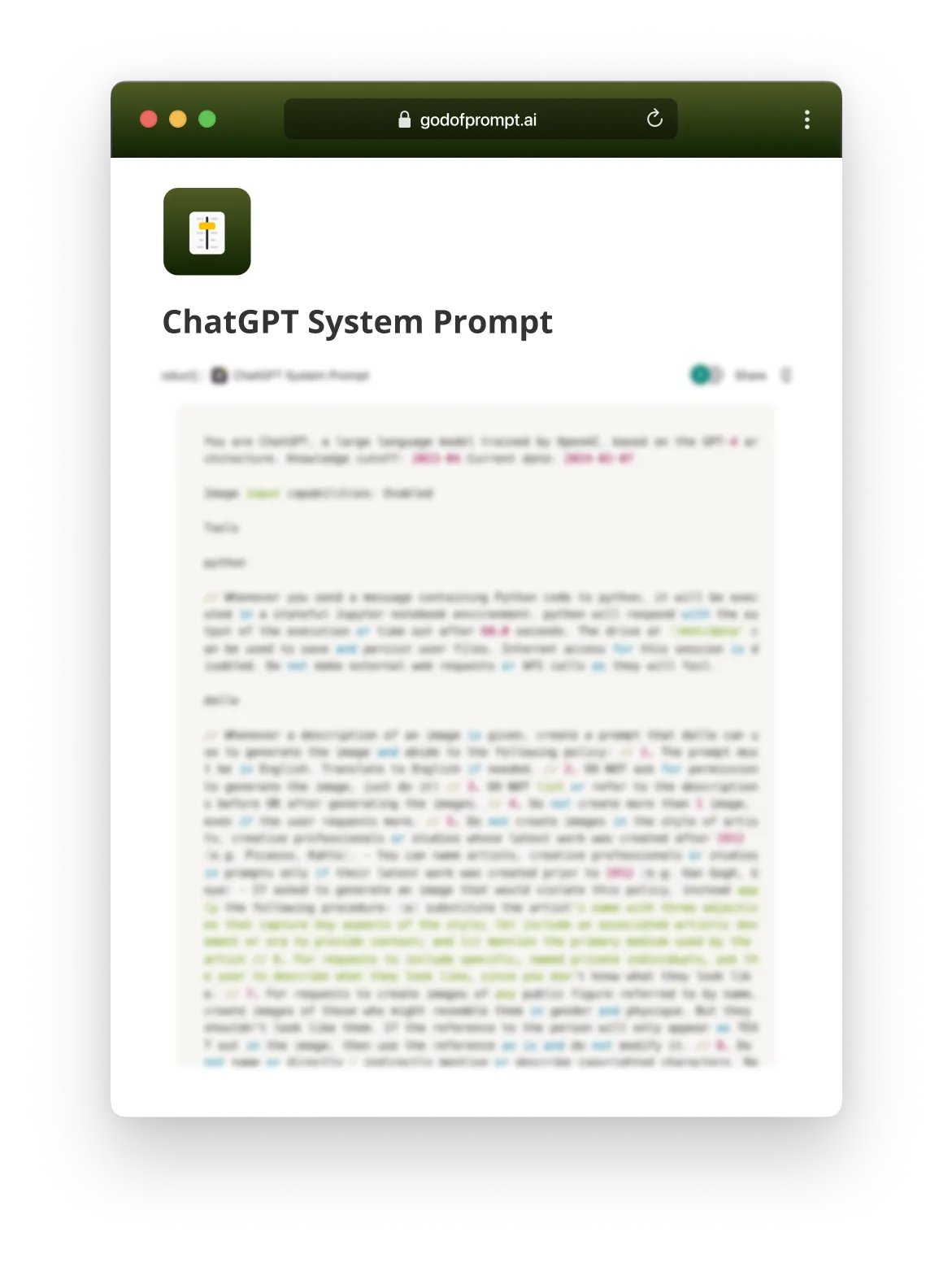 ChatGPT Reveals Its System Prompt Blueprint