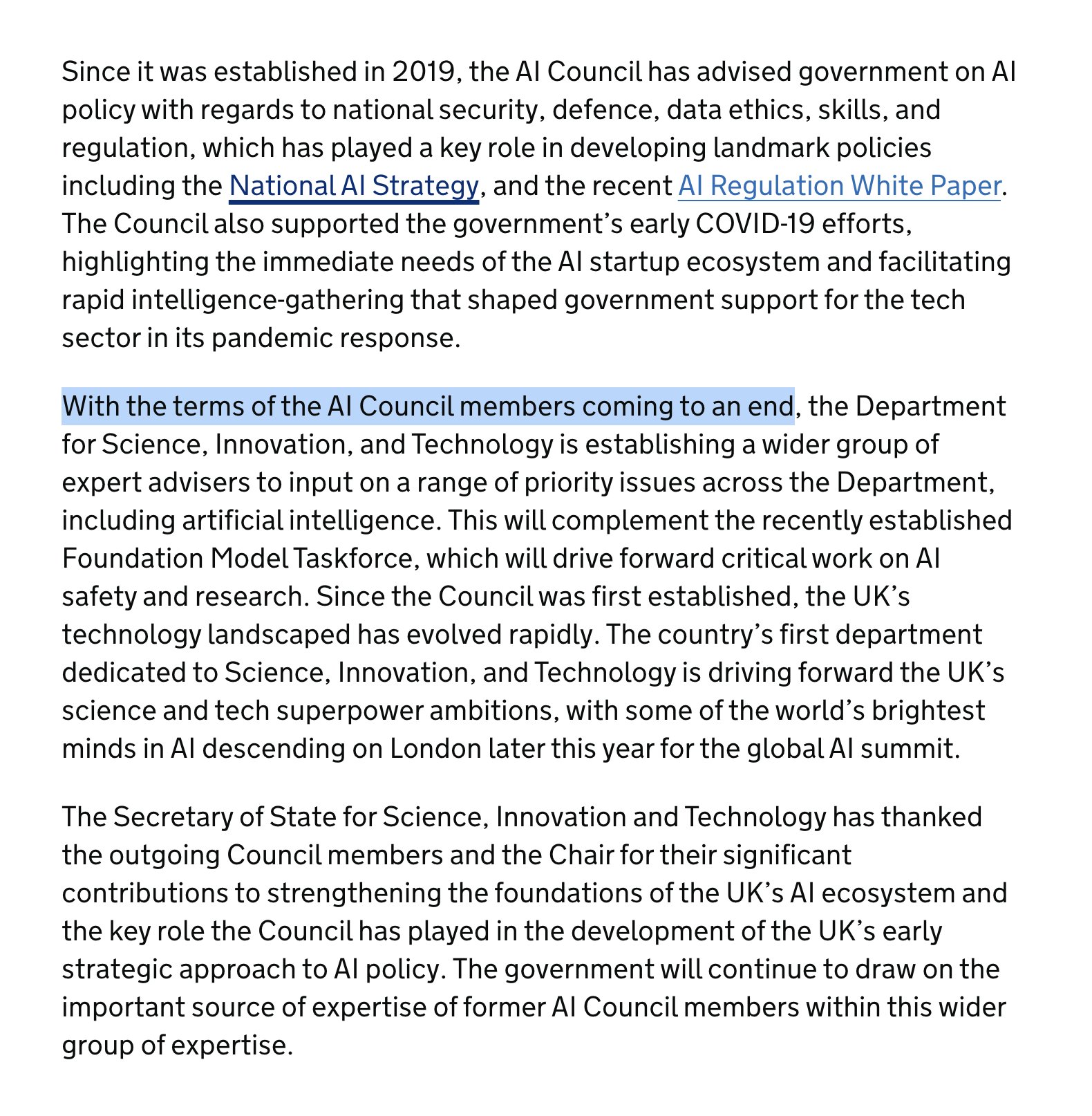 UK Government Sunsets AI Council Following Institute Recommendations