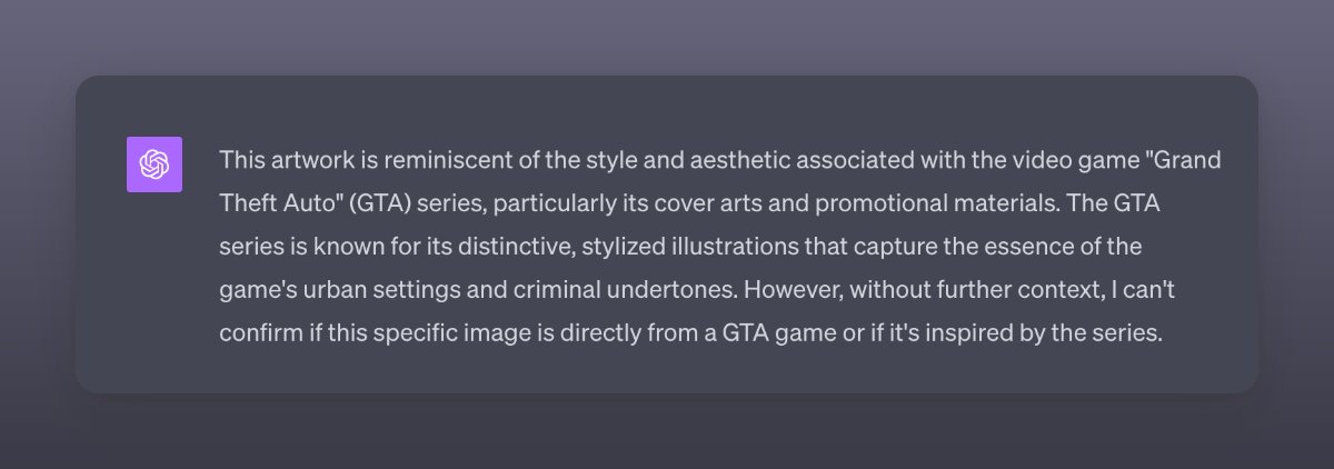 GPT4 Underestimates GTA5 Cover Art Recognition