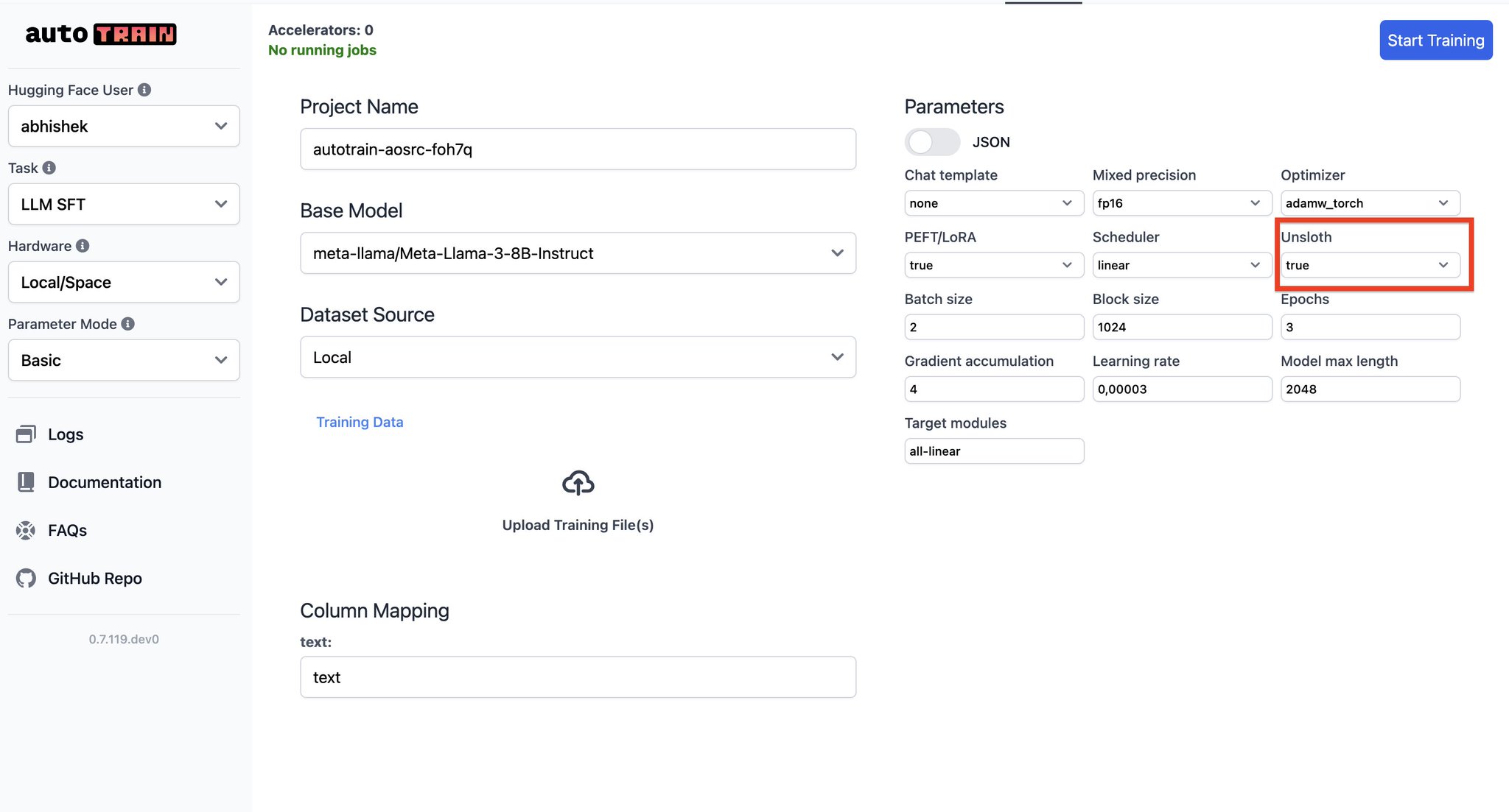 AutoTrain Integrates Unsloth for Fast LLM Fine-tuning