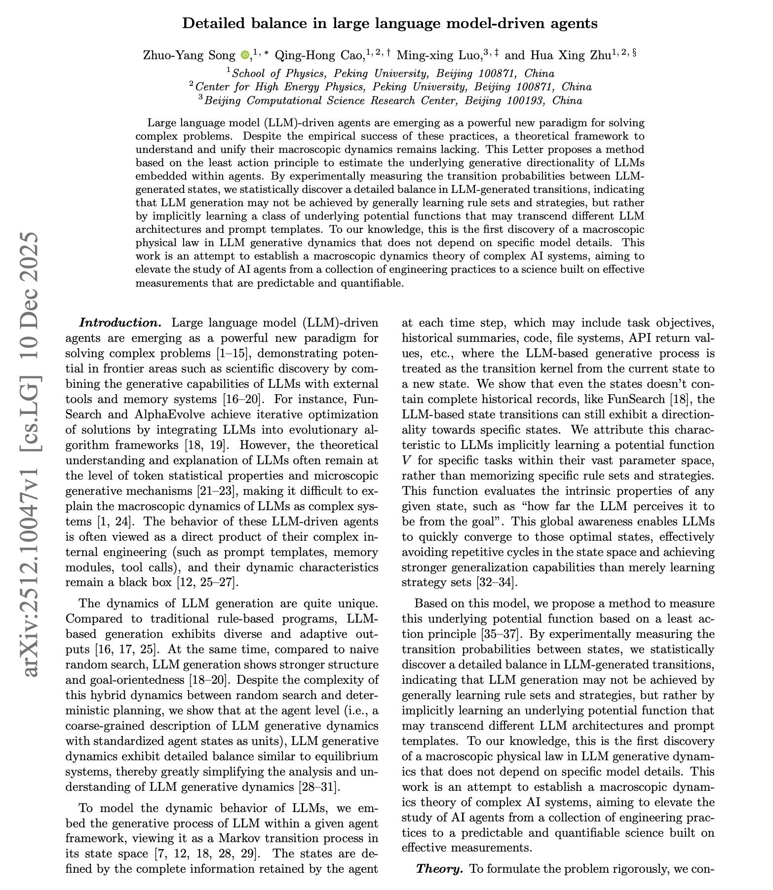 Physical Laws in LLM Agent Generation Dynamics Discovered