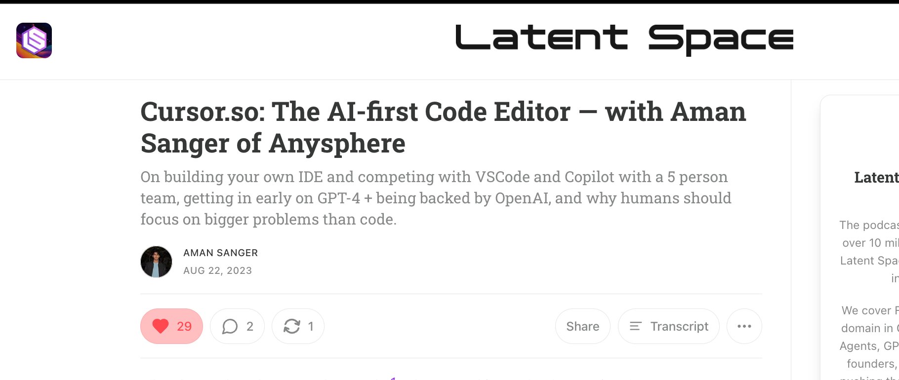 LS: Cursor’s First Podcast at Early Stage