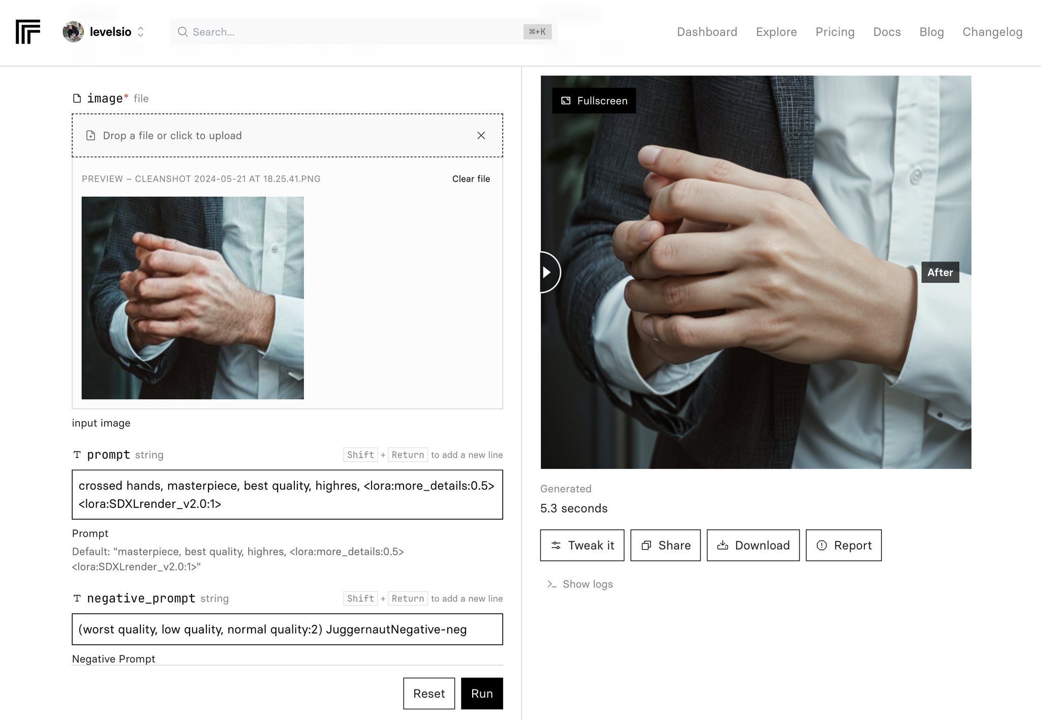 Auto-detecting hand regions and enhancing clarity with AI