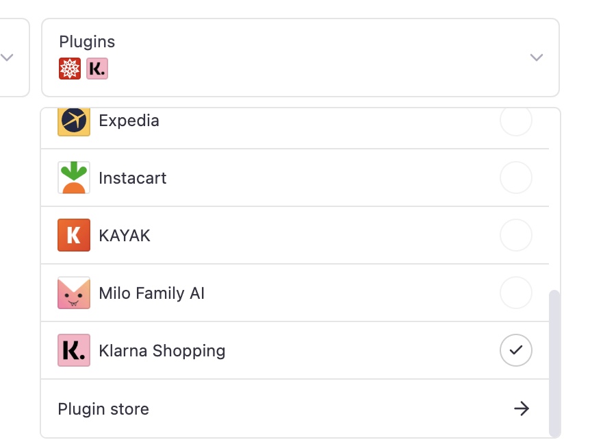ChatGPT Shopping Plugins Cannot Be Activated Simultaneously