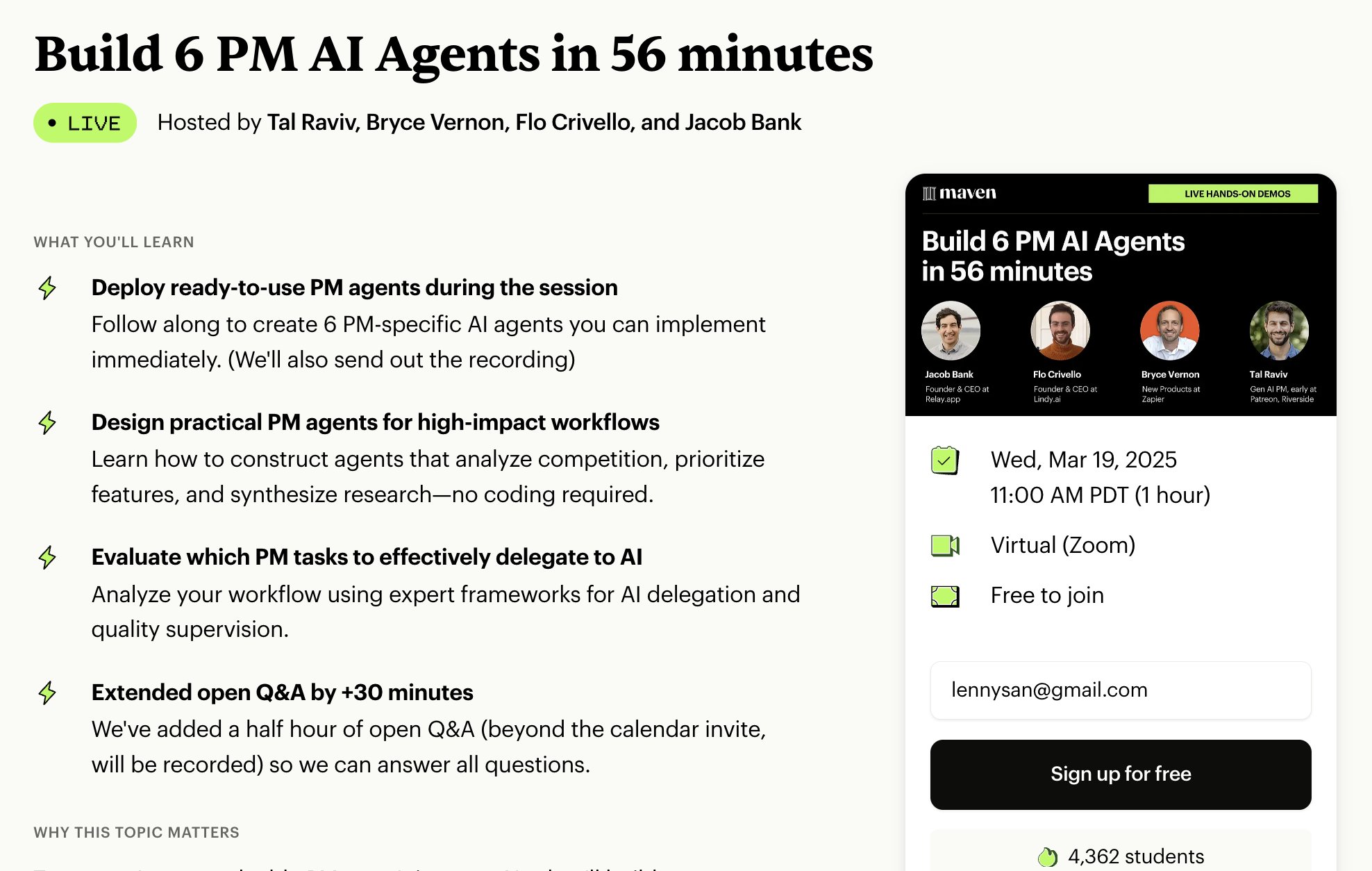 Free Lightning Lesson Building PM AI Agents Today