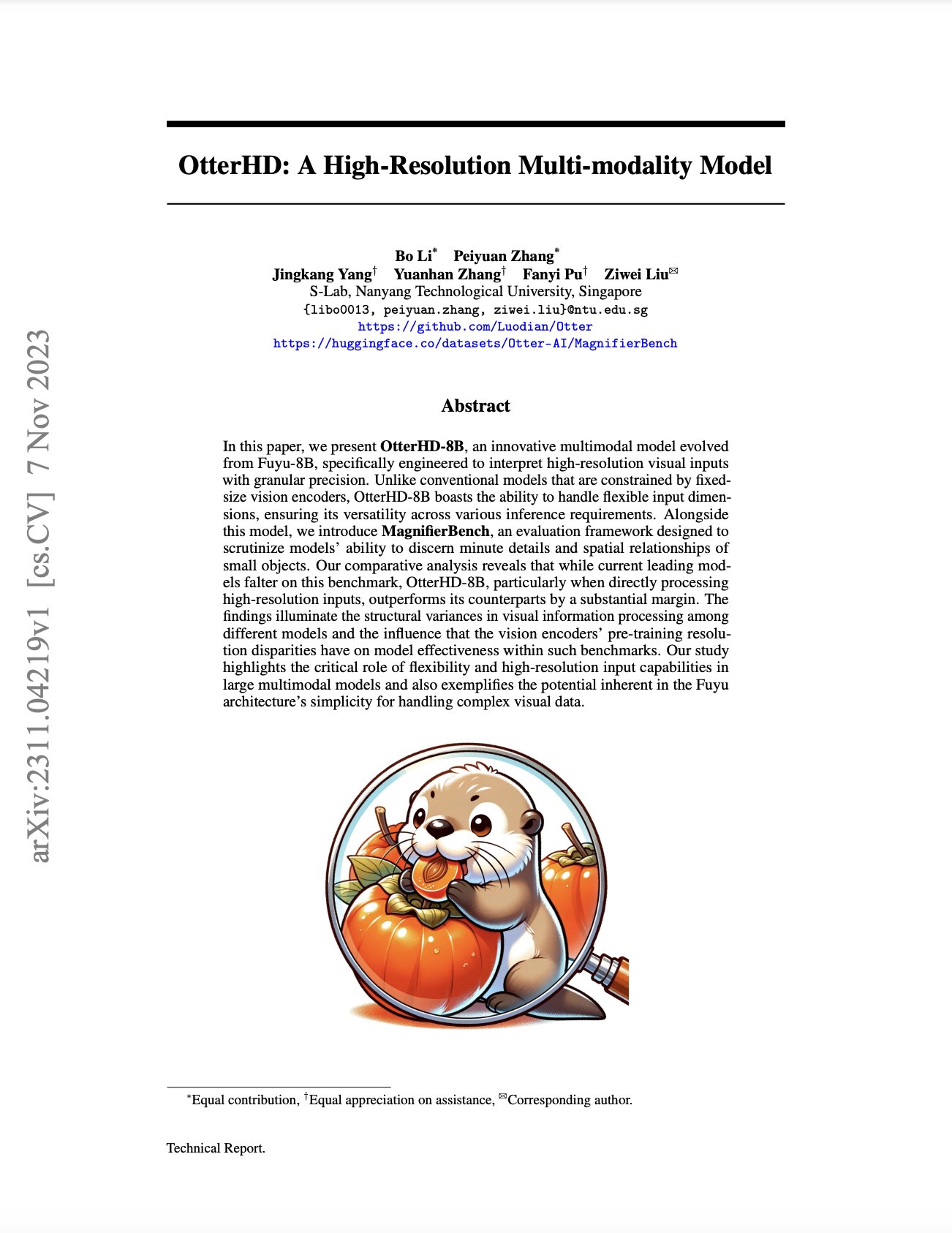 OtterHD: High-Resolution Multi-modality AI Model