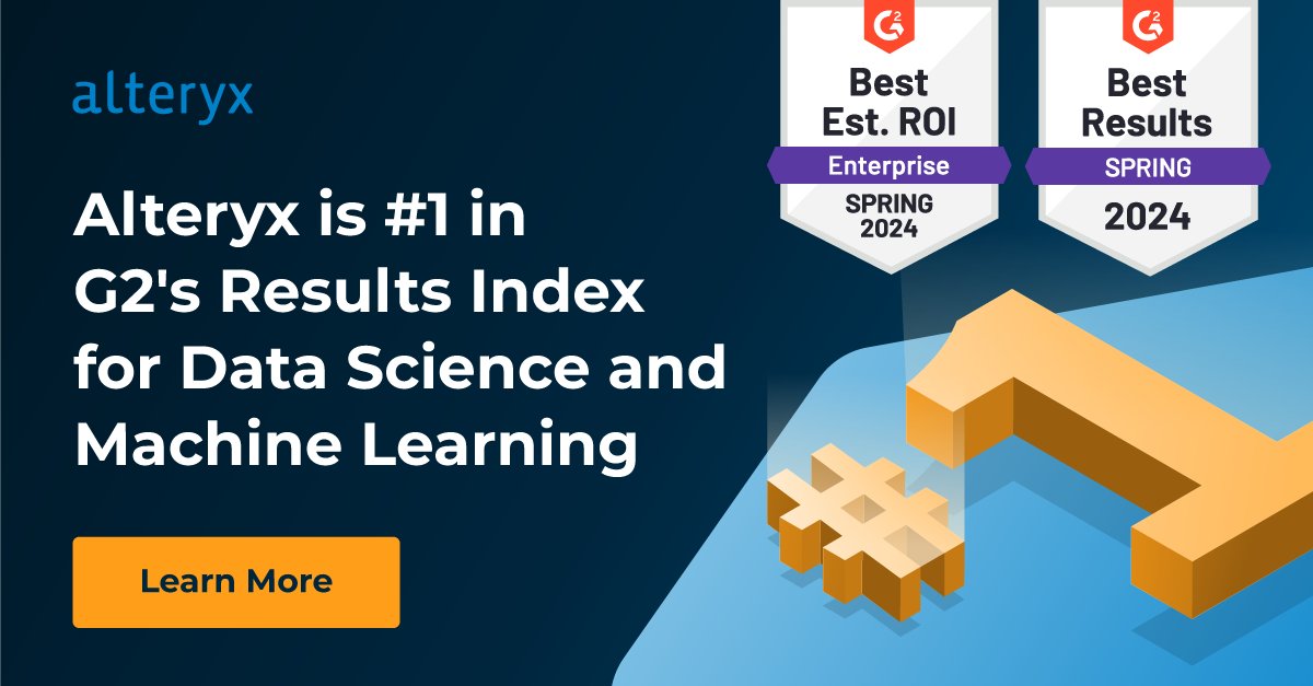 Alteryx Wins G2 Spring 2024 Data Science ML Platform Index
