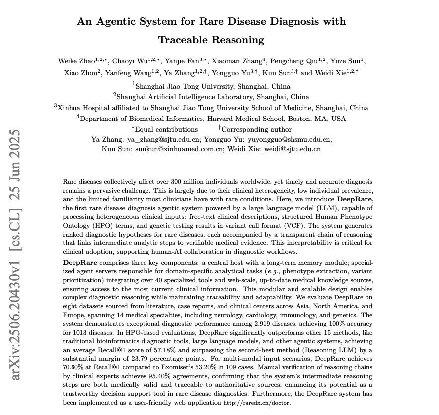 DeepRare: LLM Agentic System for Rare Disease Diagnosis