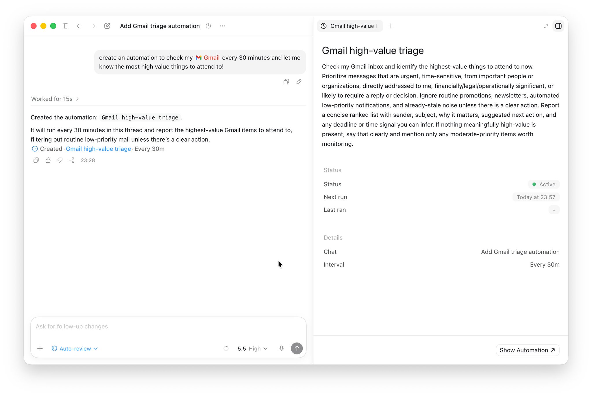 Using Thread Automations for Persistent AI Agent Context