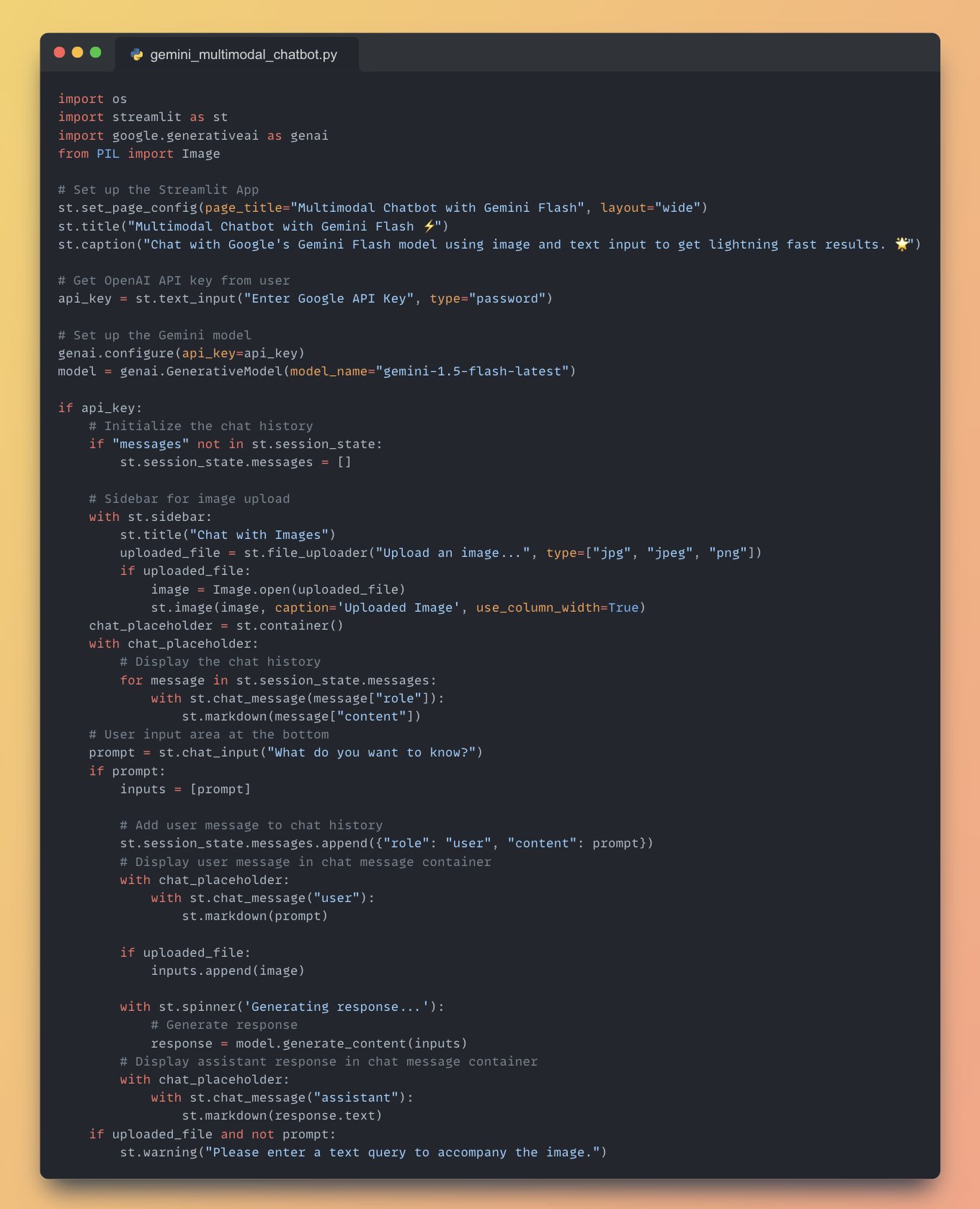 Full Multimodal Chatbot with Google Gemini Flash