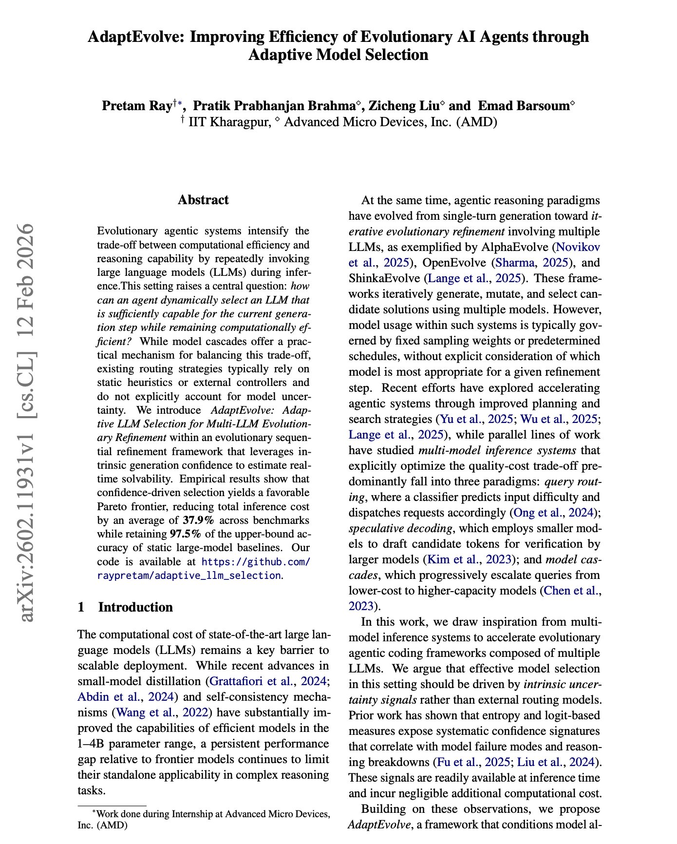 Improving Efficiency of Evolutionary AI Agents