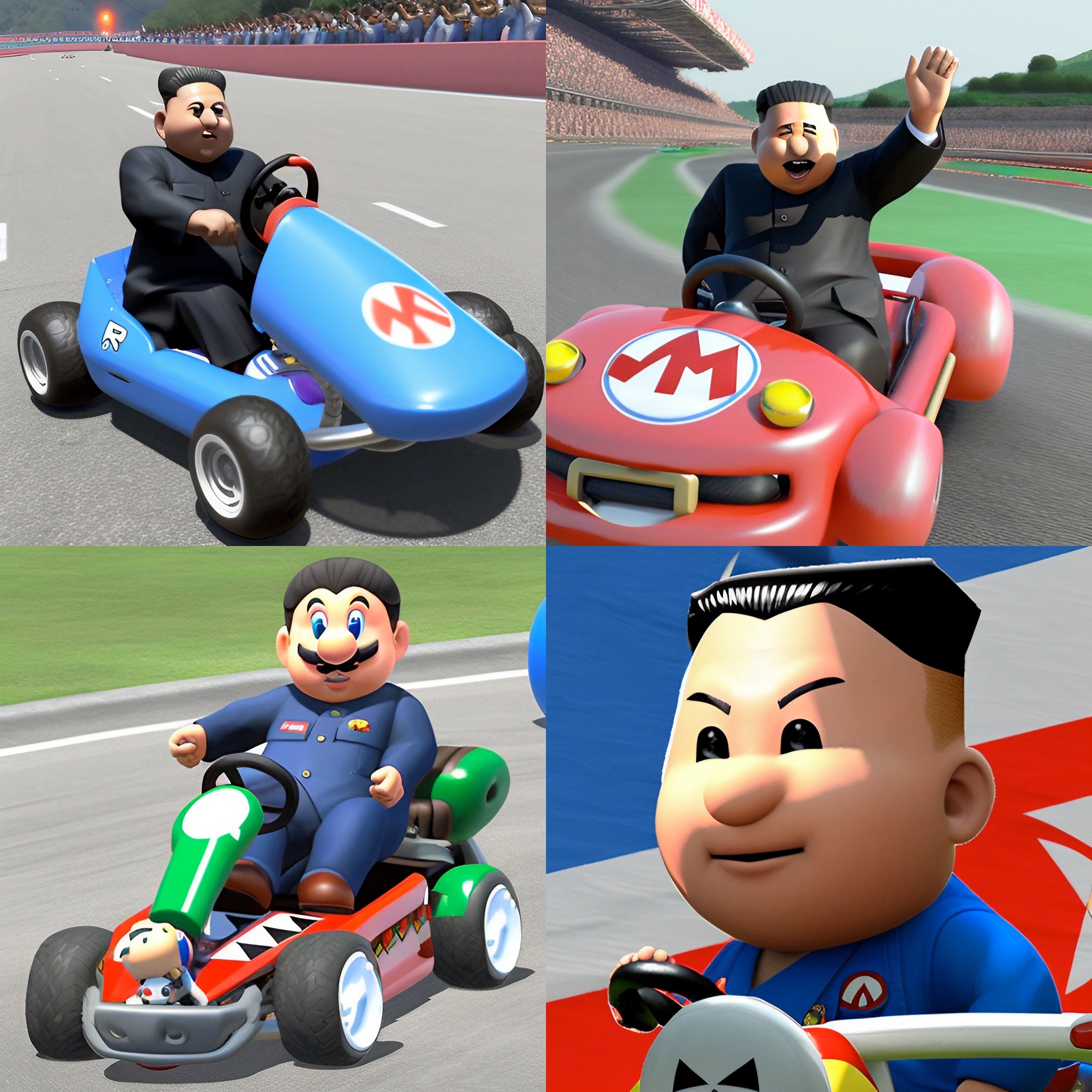 Kim Jong Un Racing in Mario Kart Game