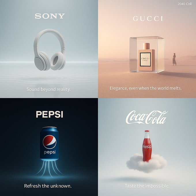 GPT-4o Prompt: Dream Brand 2040 Futuristic Advertisements