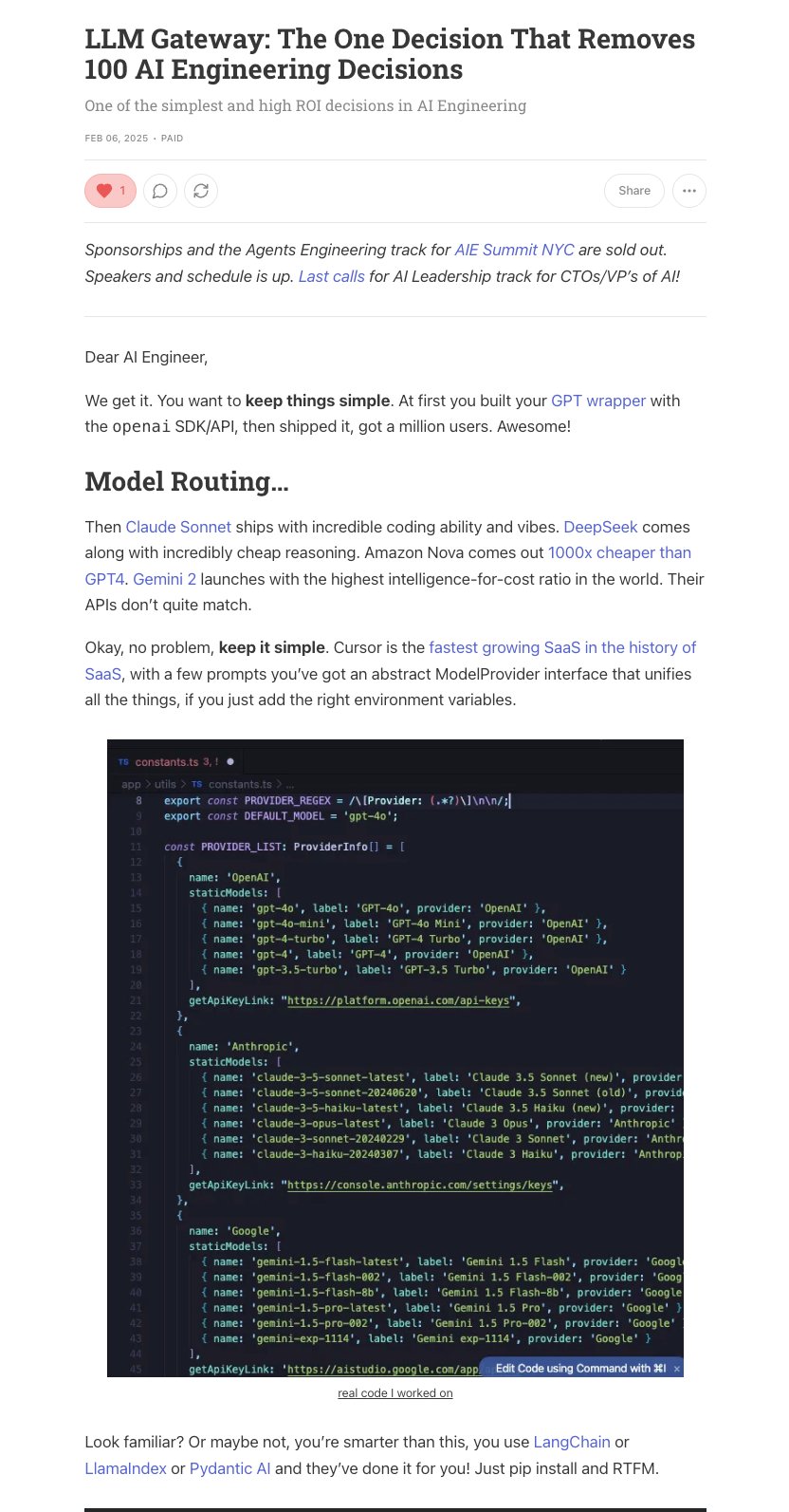 LLM Gateway: Simplifying 100 AI Engineering Decisions