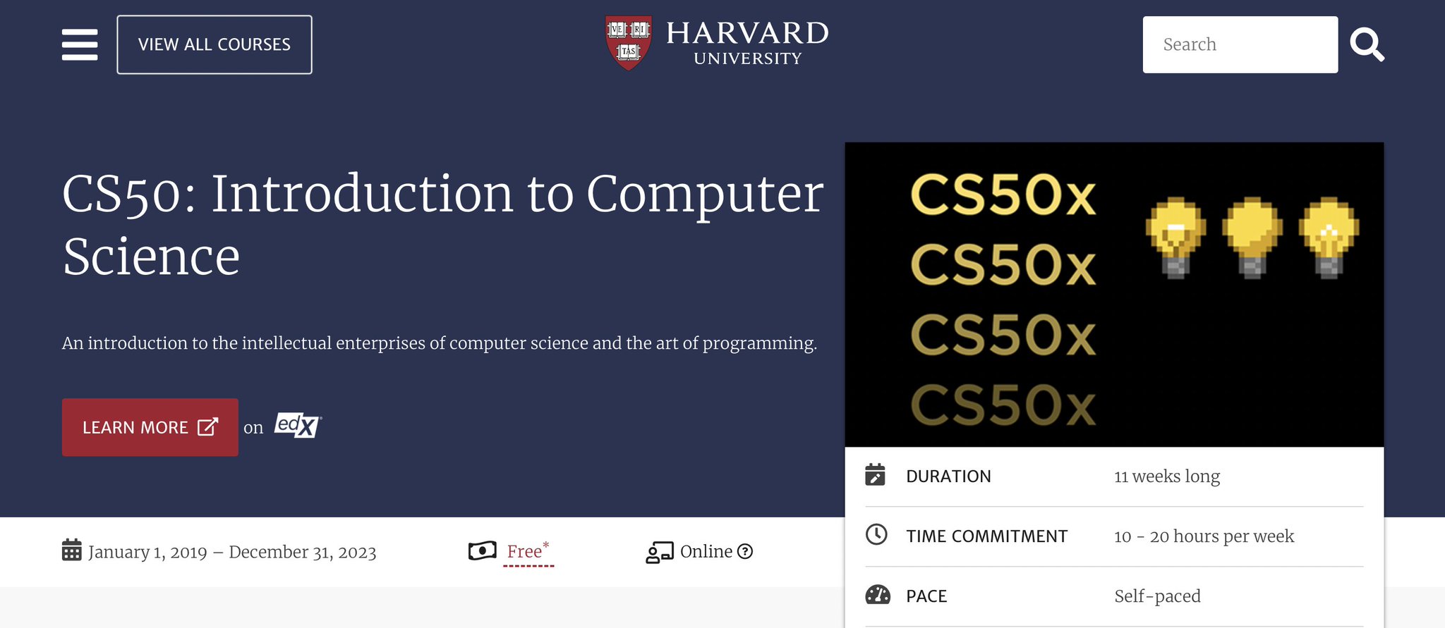 Harvard CS50: Introduction to Computer Science Course